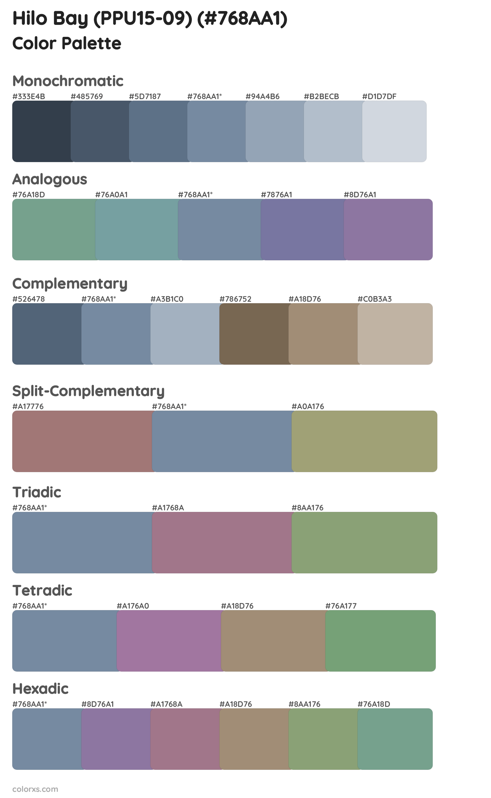 Hilo Bay (PPU15-09) Color Scheme Palettes