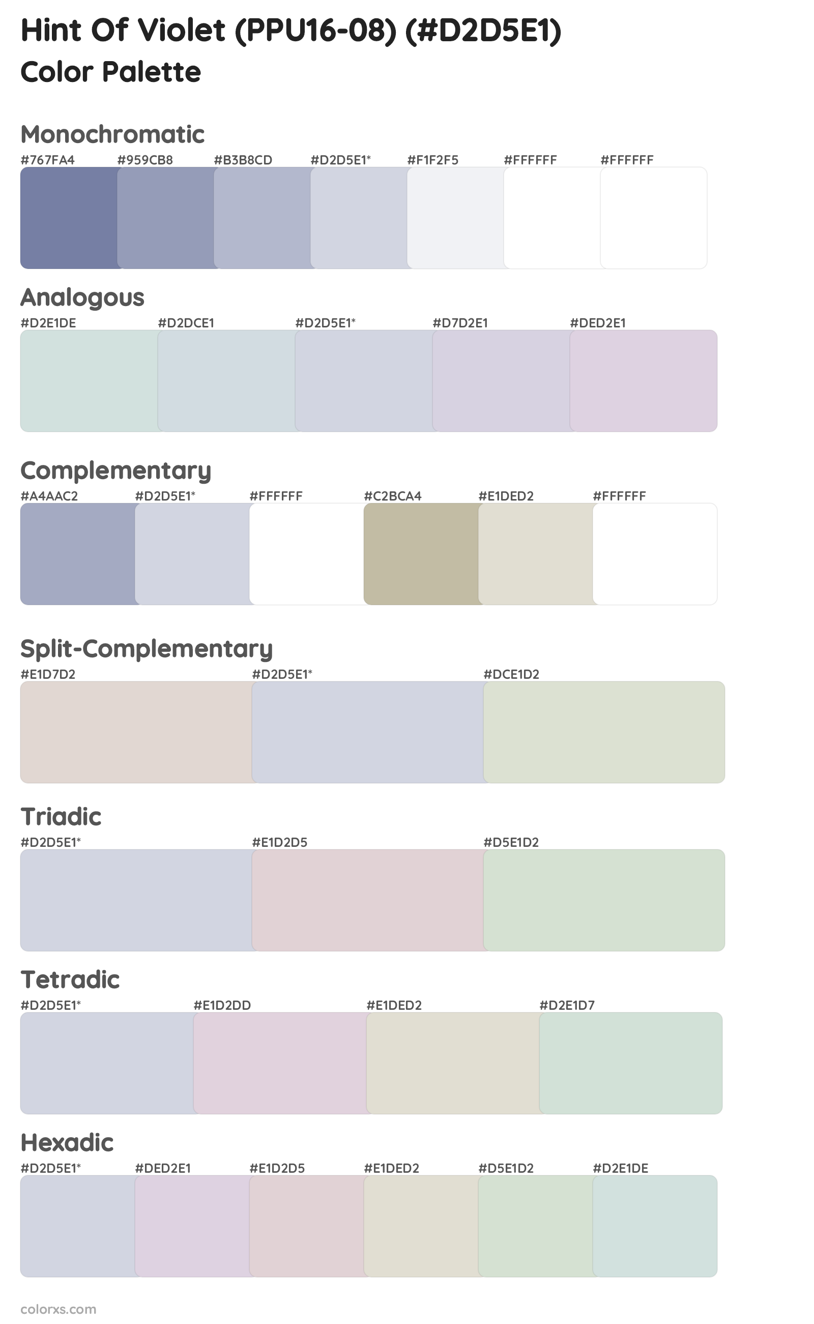 Hint Of Violet (PPU16-08) Color Scheme Palettes