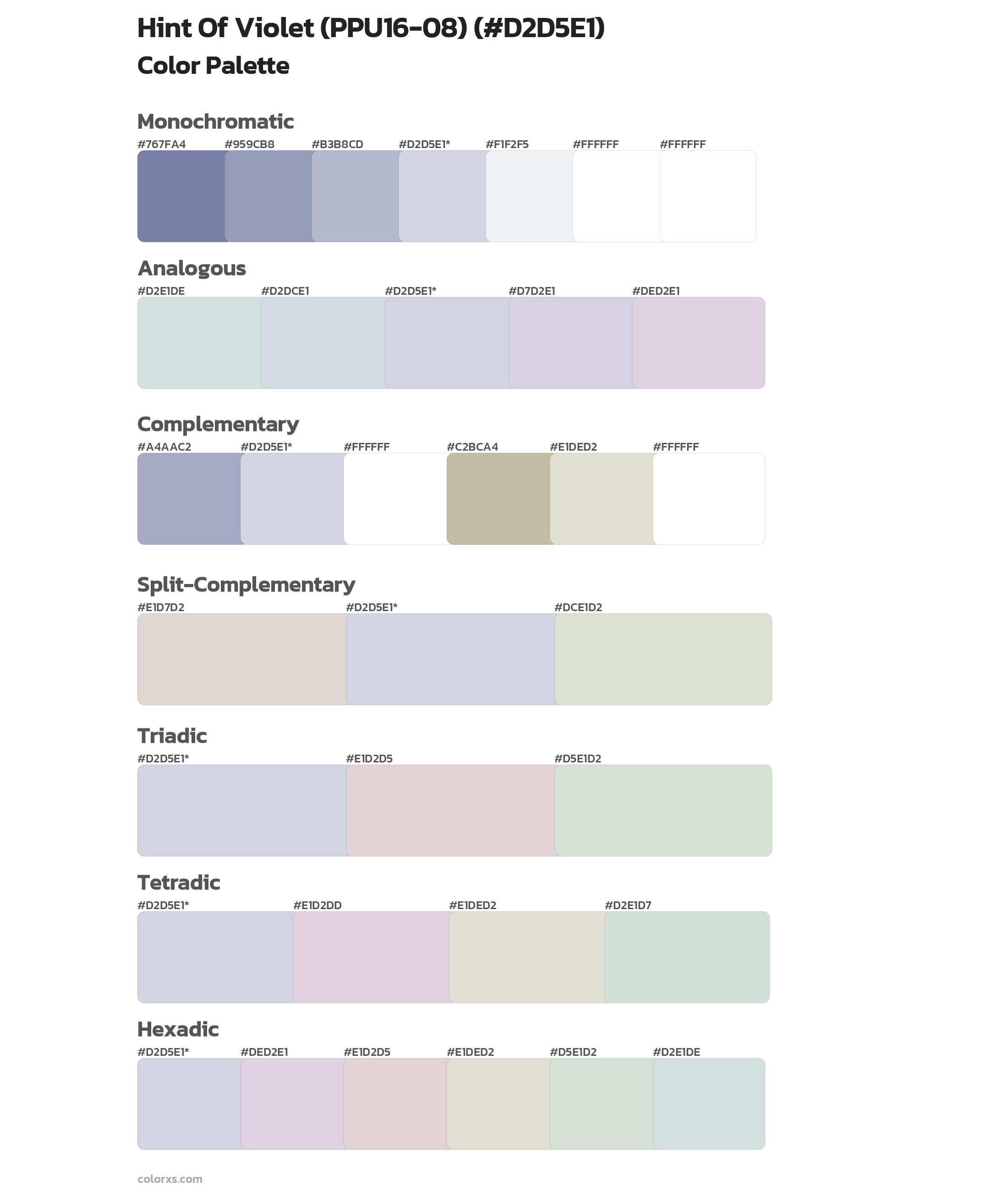 Hint Of Violet (PPU16-08) Color Scheme Palettes