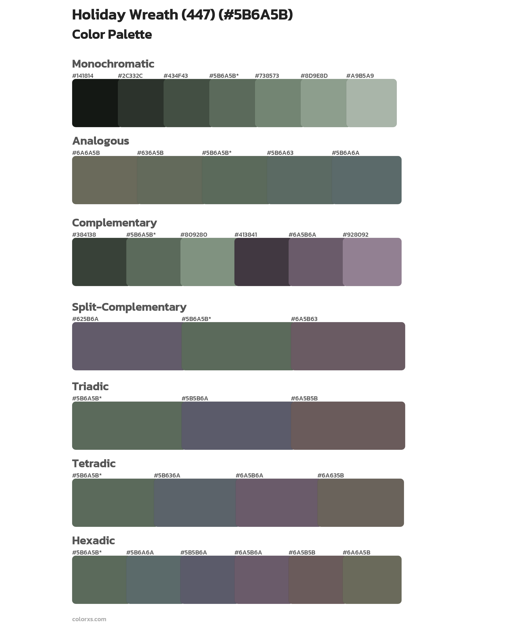 Holiday Wreath (447) Color Scheme Palettes