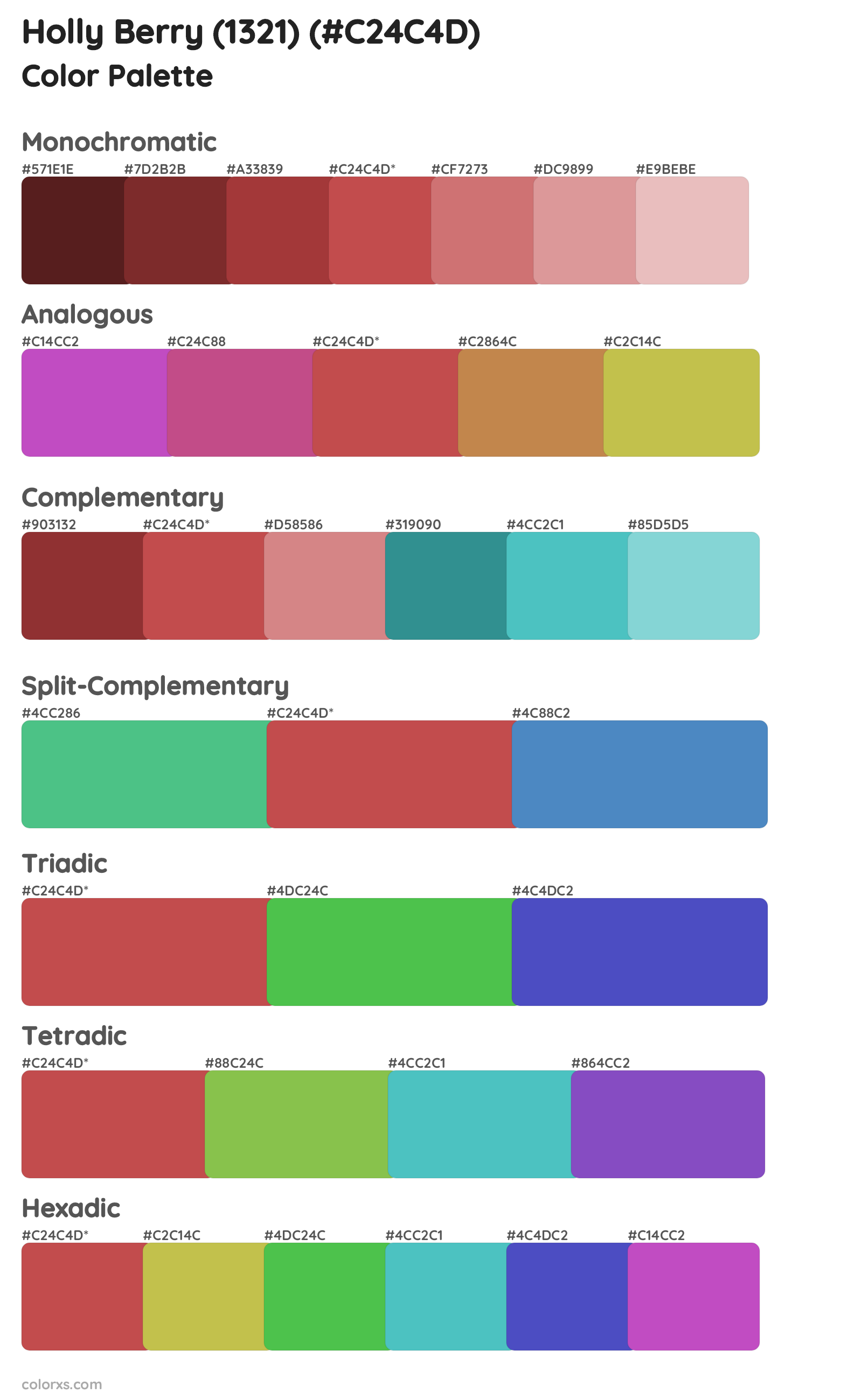 Holly Berry (1321) Color Scheme Palettes