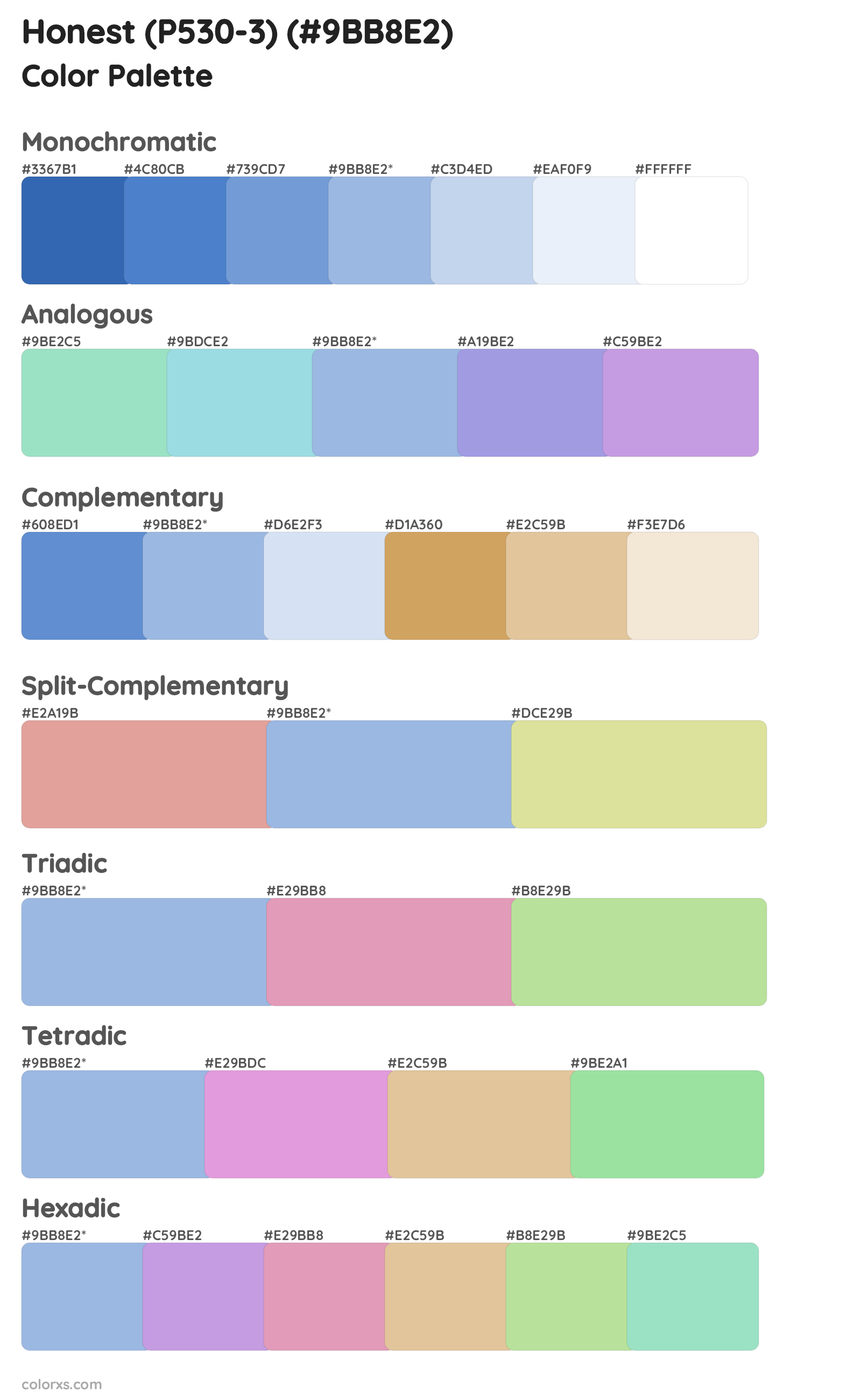 Honest (P530-3) Color Scheme Palettes