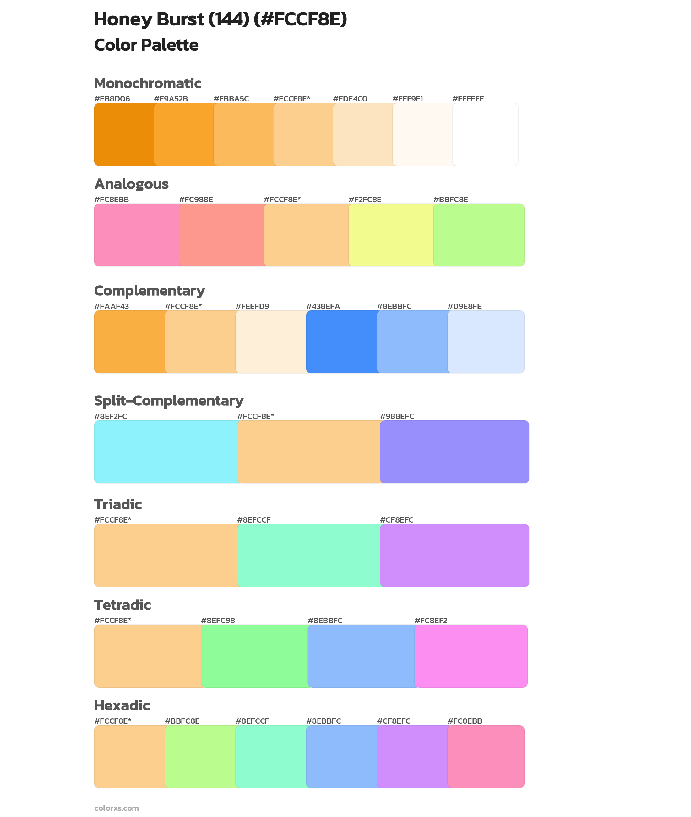 Honey Burst (144) Color Scheme Palettes