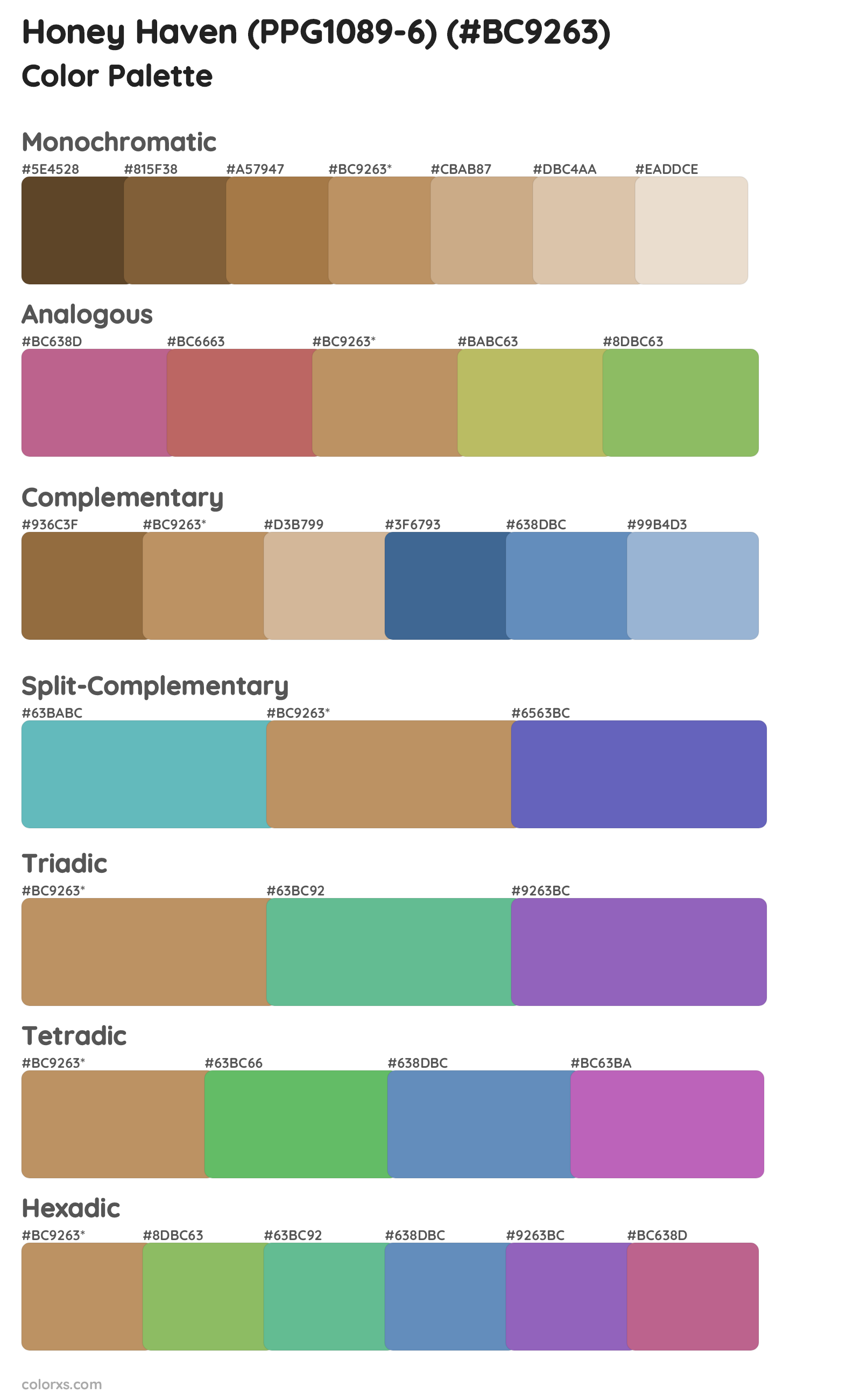 Honey Haven (PPG1089-6) Color Scheme Palettes