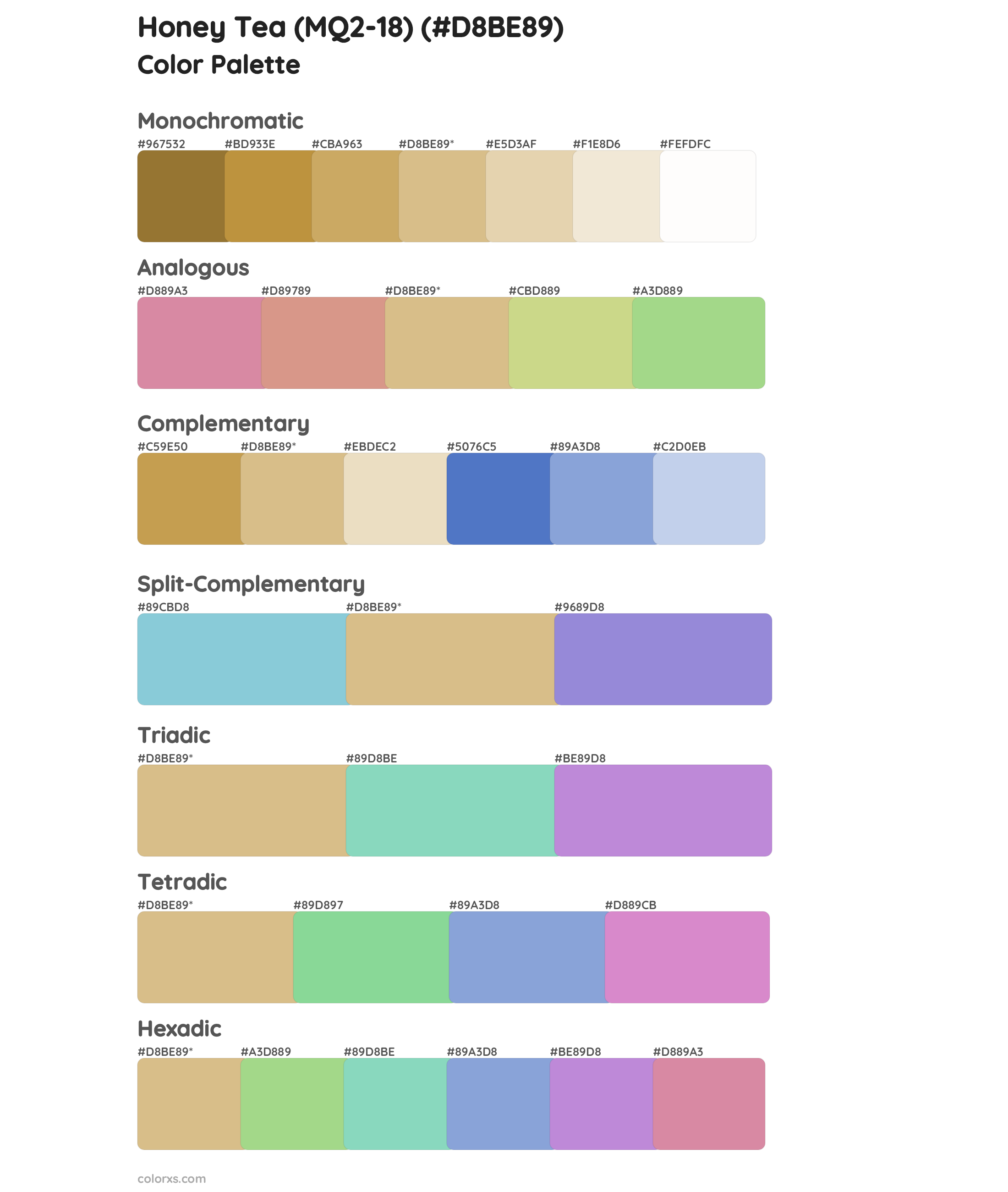 Honey Tea (MQ2-18) Color Scheme Palettes