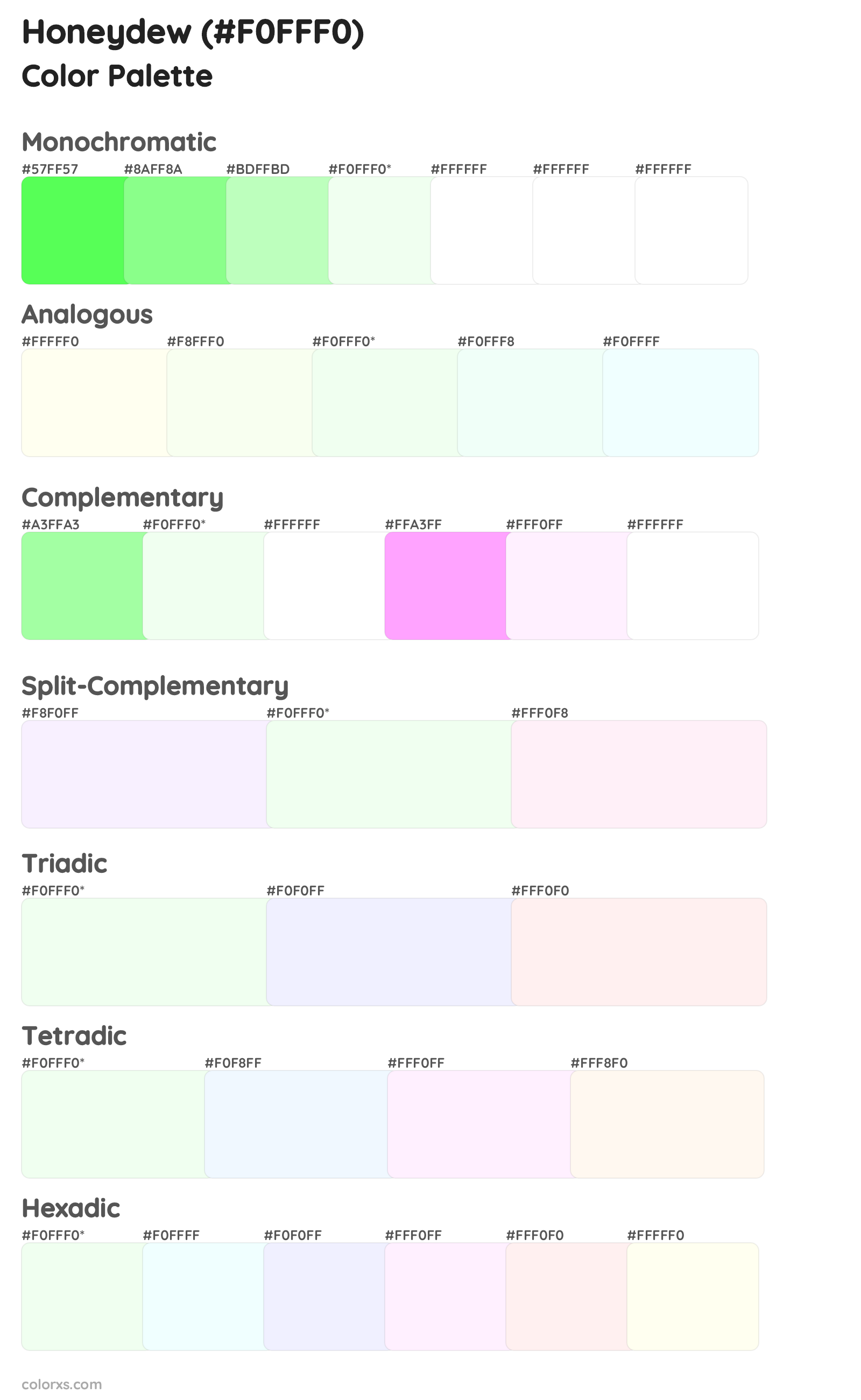 Honeydew Color Scheme Palettes