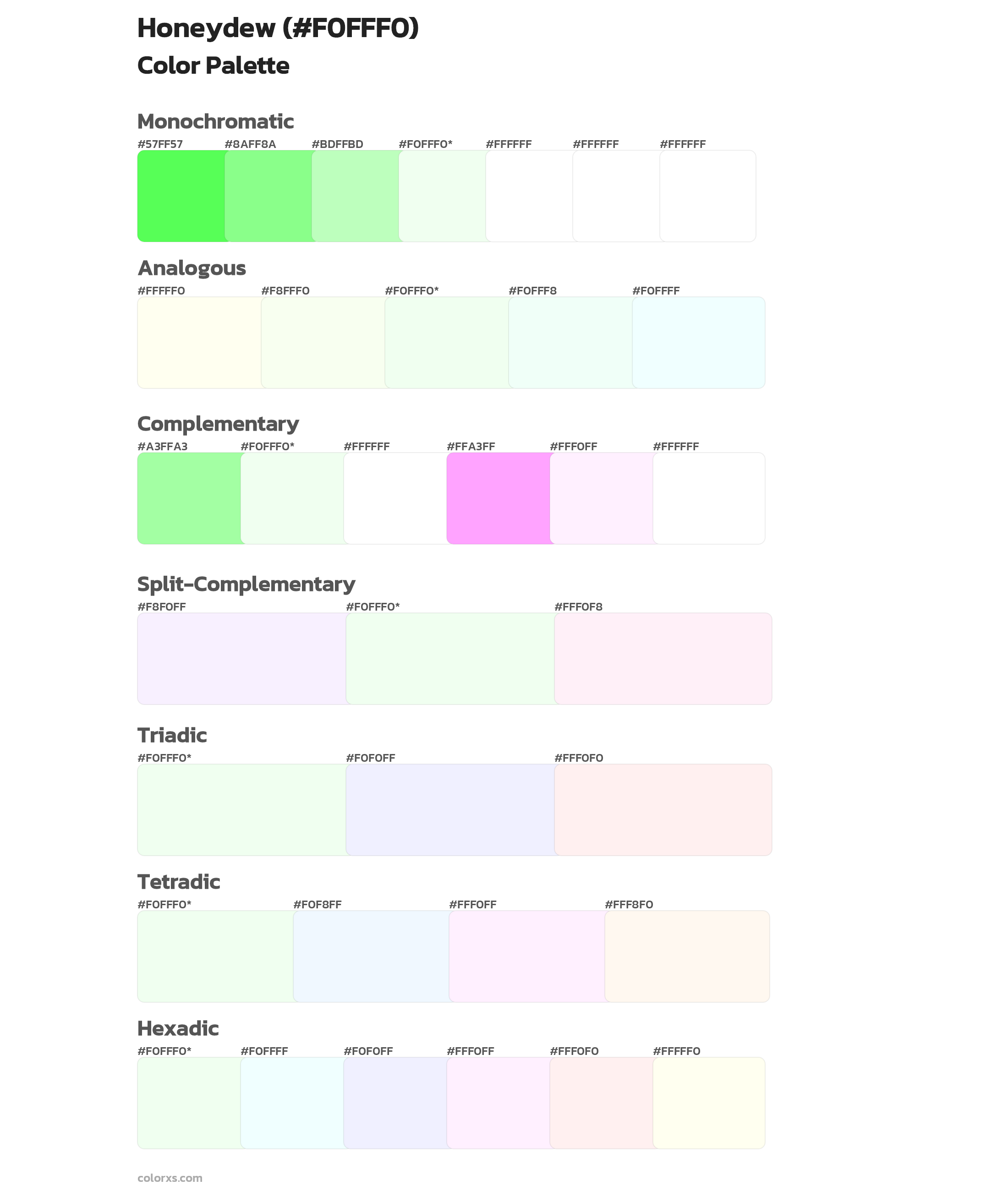Honeydew Color Scheme Palettes