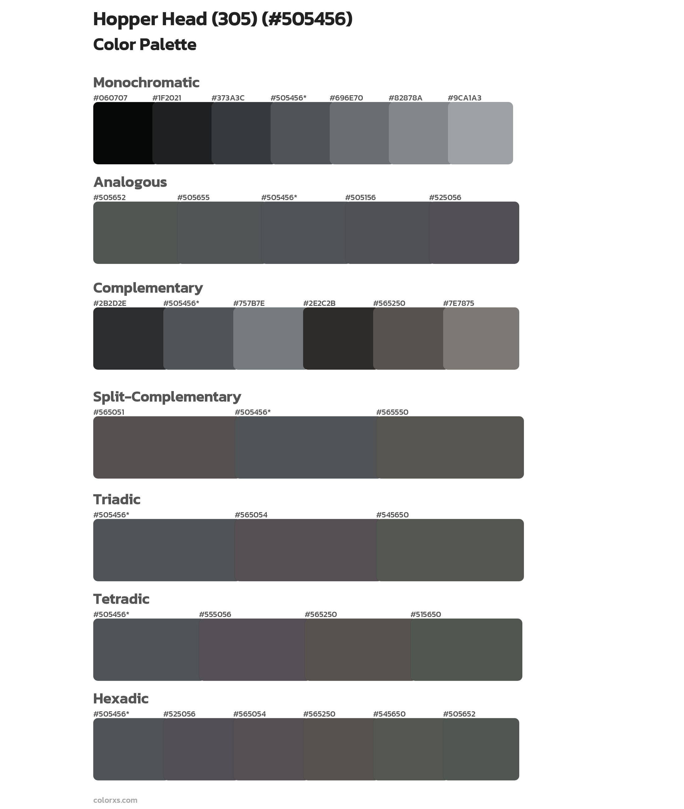 Hopper Head (305) Color Scheme Palettes