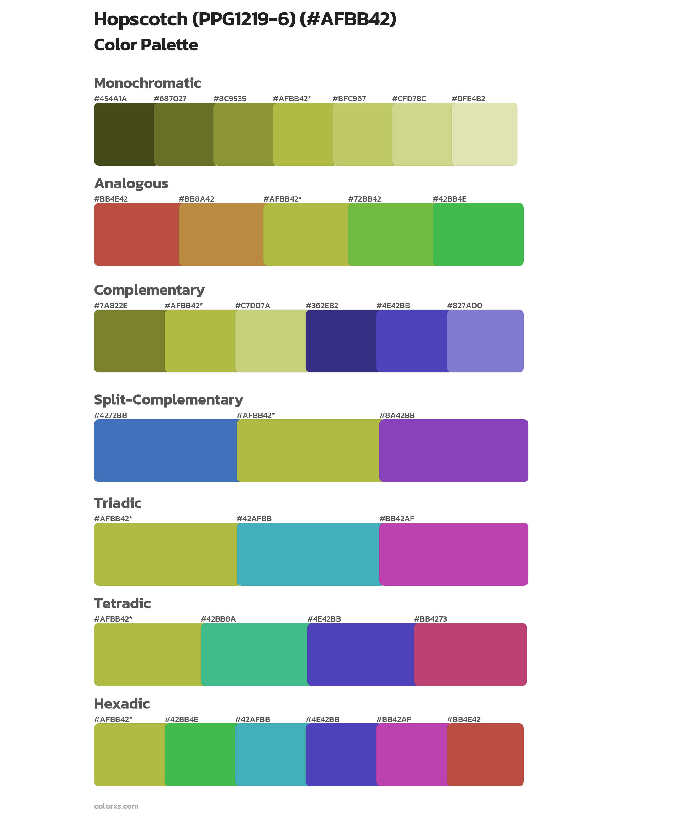 Hopscotch (PPG1219-6) Color Scheme Palettes