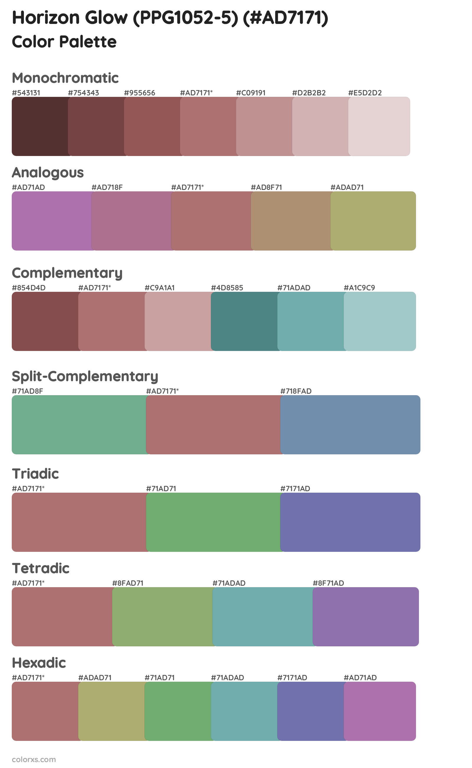 Horizon Glow (PPG1052-5) Color Scheme Palettes