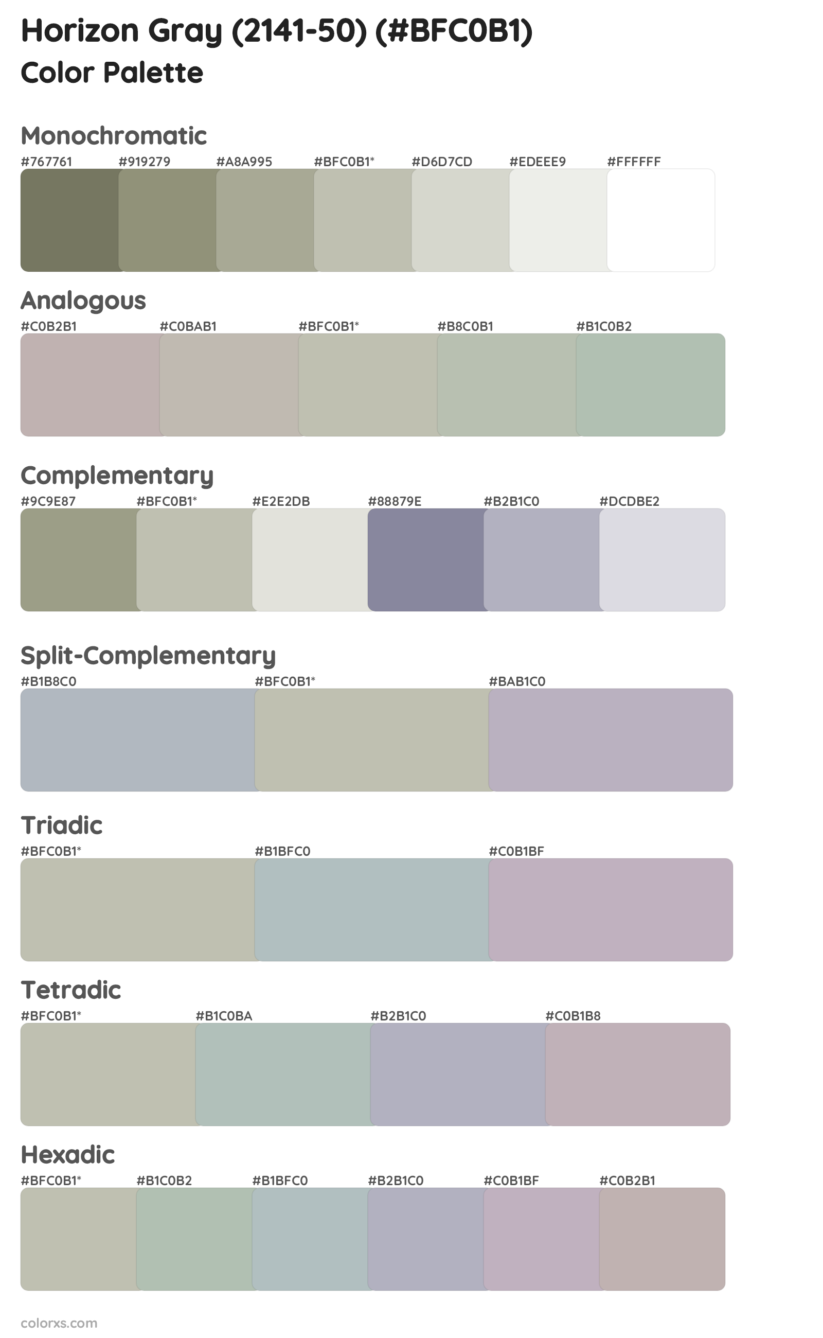 Horizon Gray (2141-50) Color Scheme Palettes