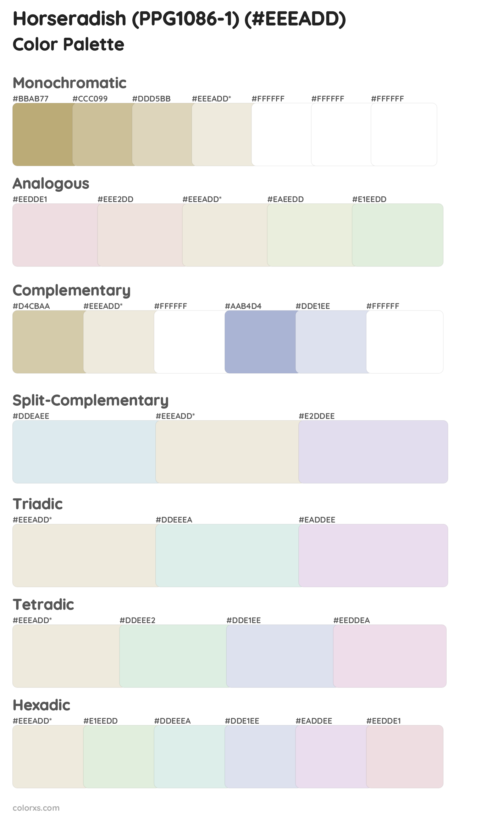 Horseradish (PPG1086-1) Color Scheme Palettes