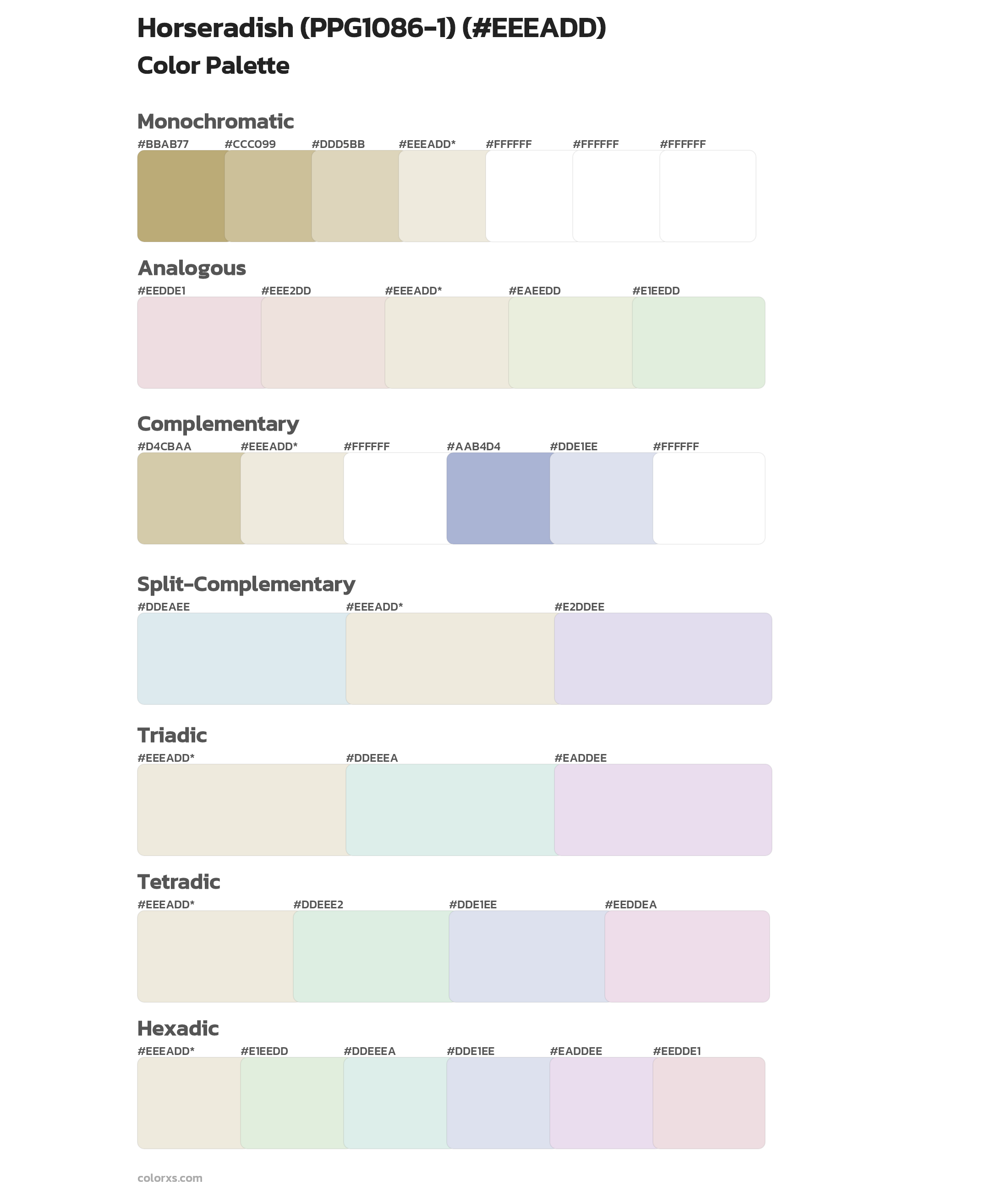 Horseradish (PPG1086-1) Color Scheme Palettes