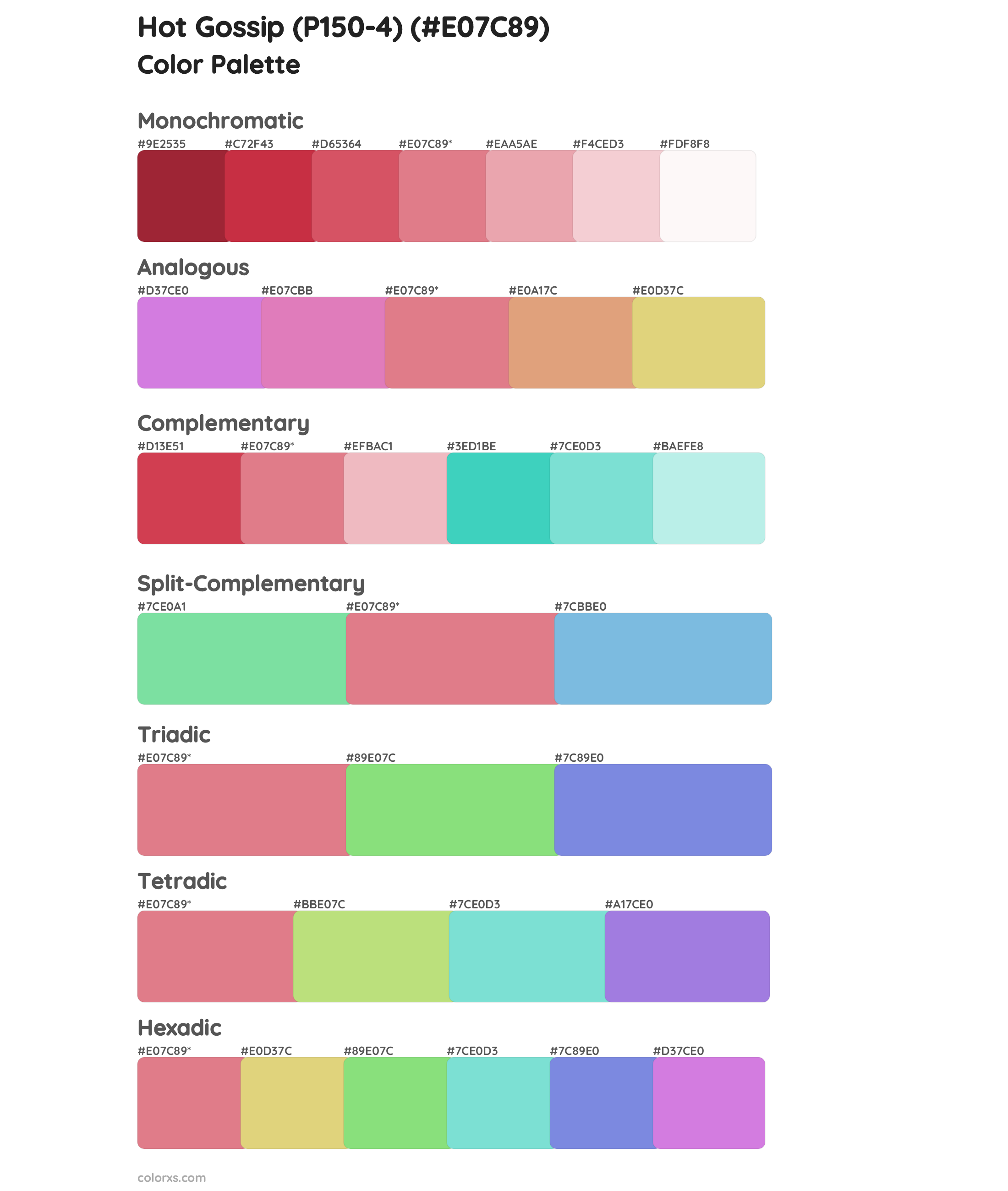 Hot Gossip (P150-4) Color Scheme Palettes