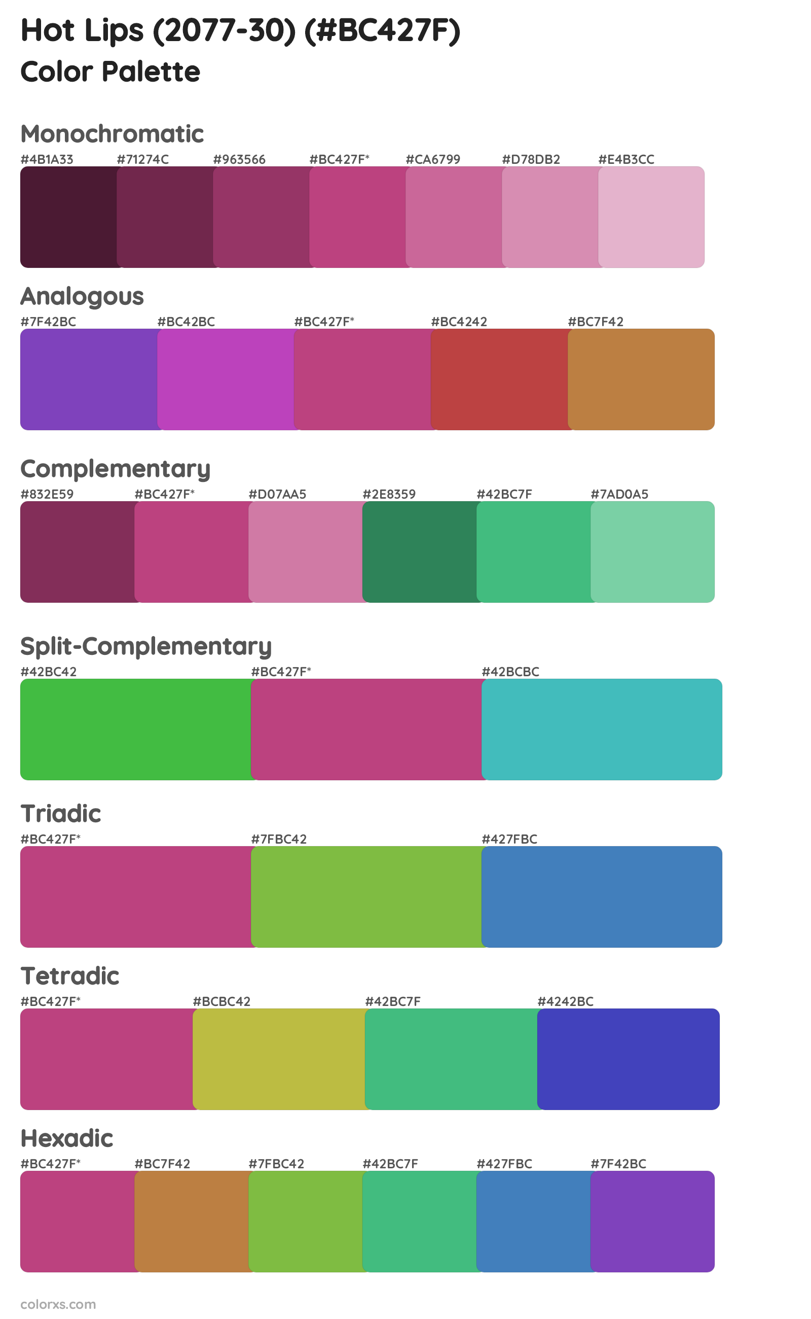 Hot Lips (2077-30) Color Scheme Palettes