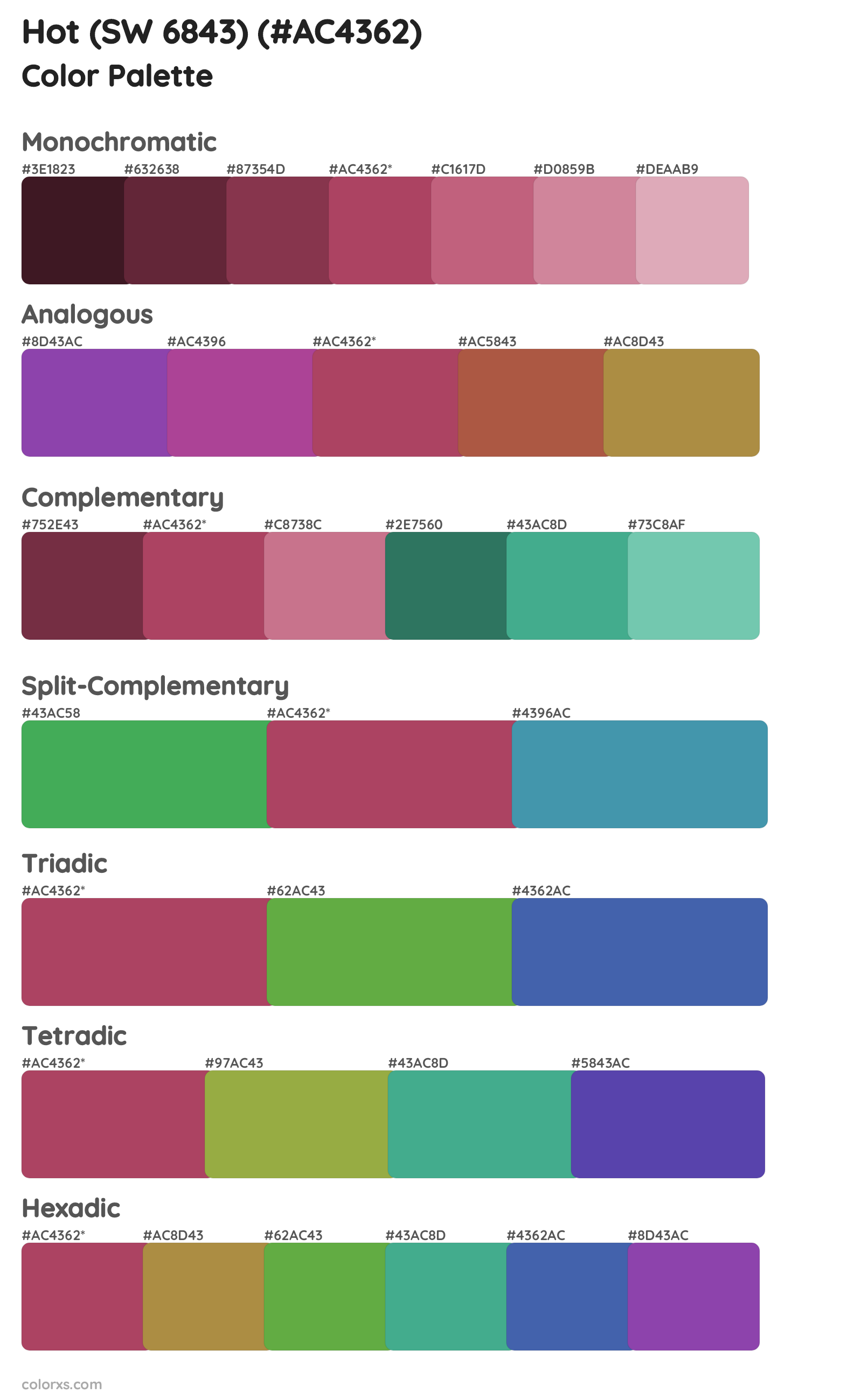 Hot (SW 6843) Color Scheme Palettes