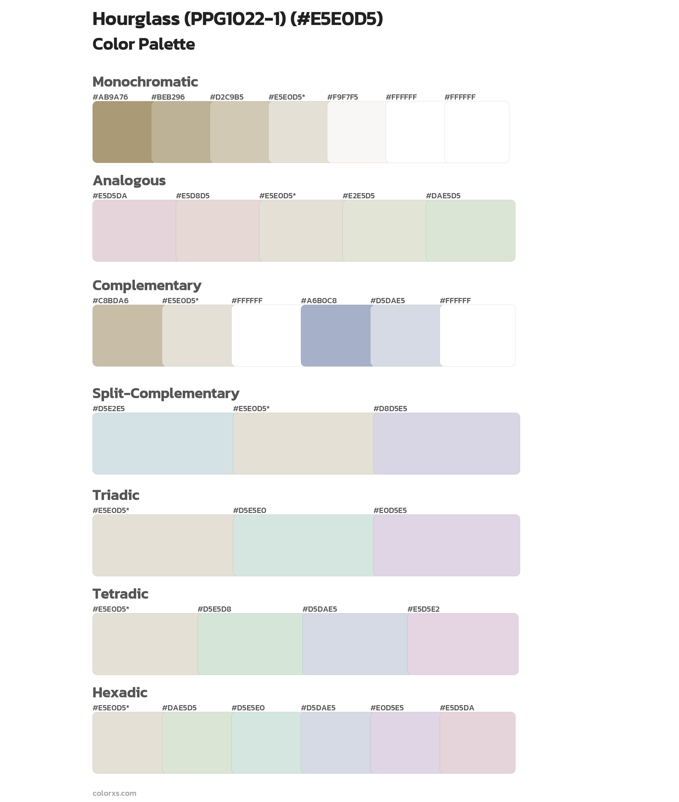 Hourglass (PPG1022-1) Color Scheme Palettes
