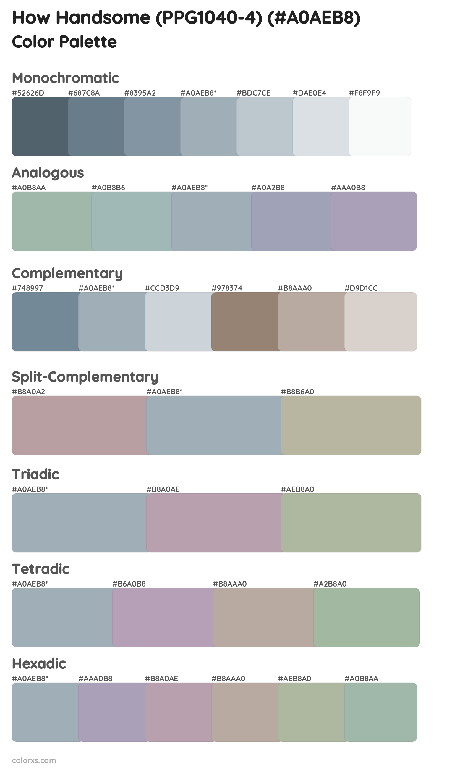 How Handsome (PPG1040-4) Color Scheme Palettes