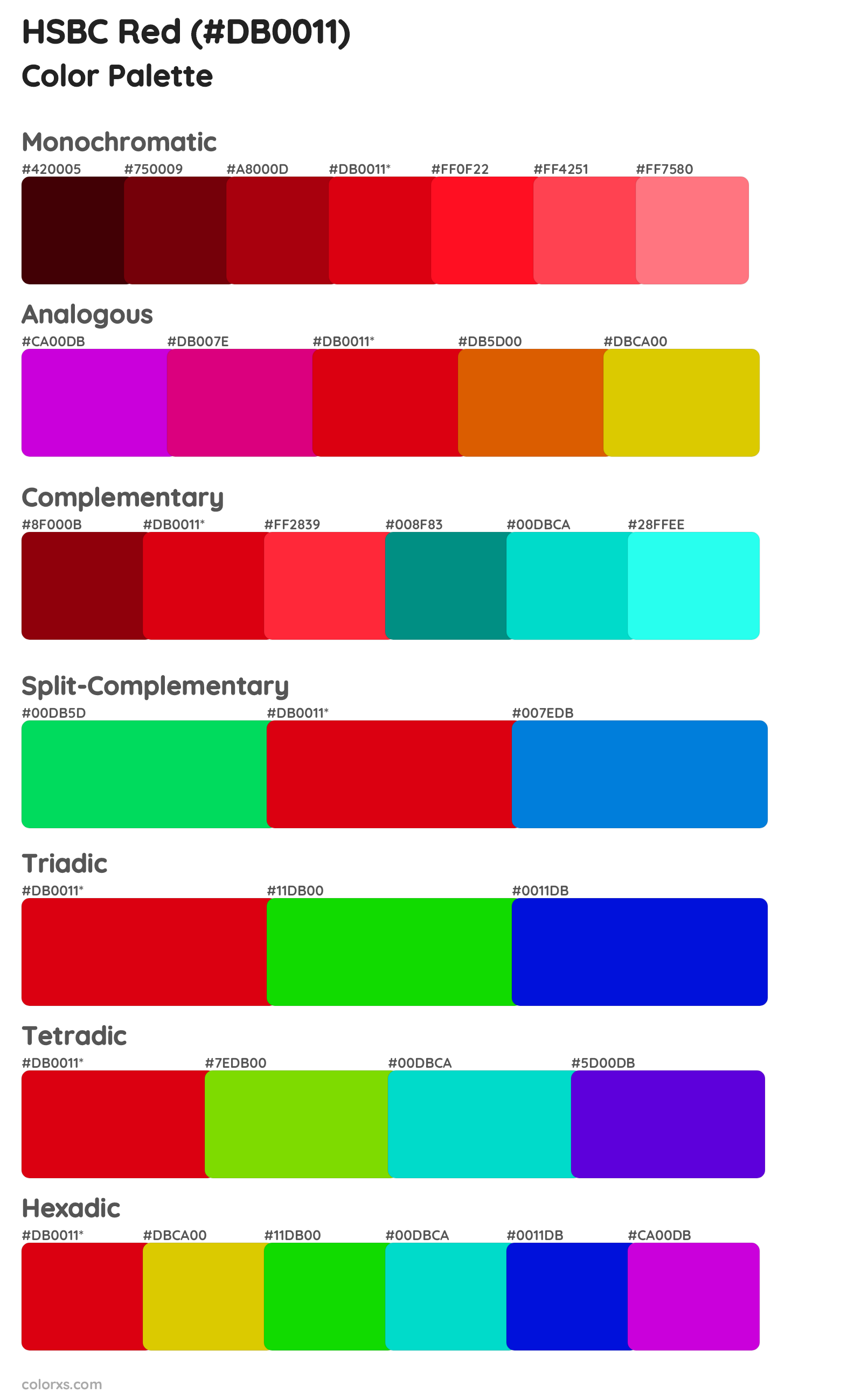 HSBC Red Color Scheme Palettes