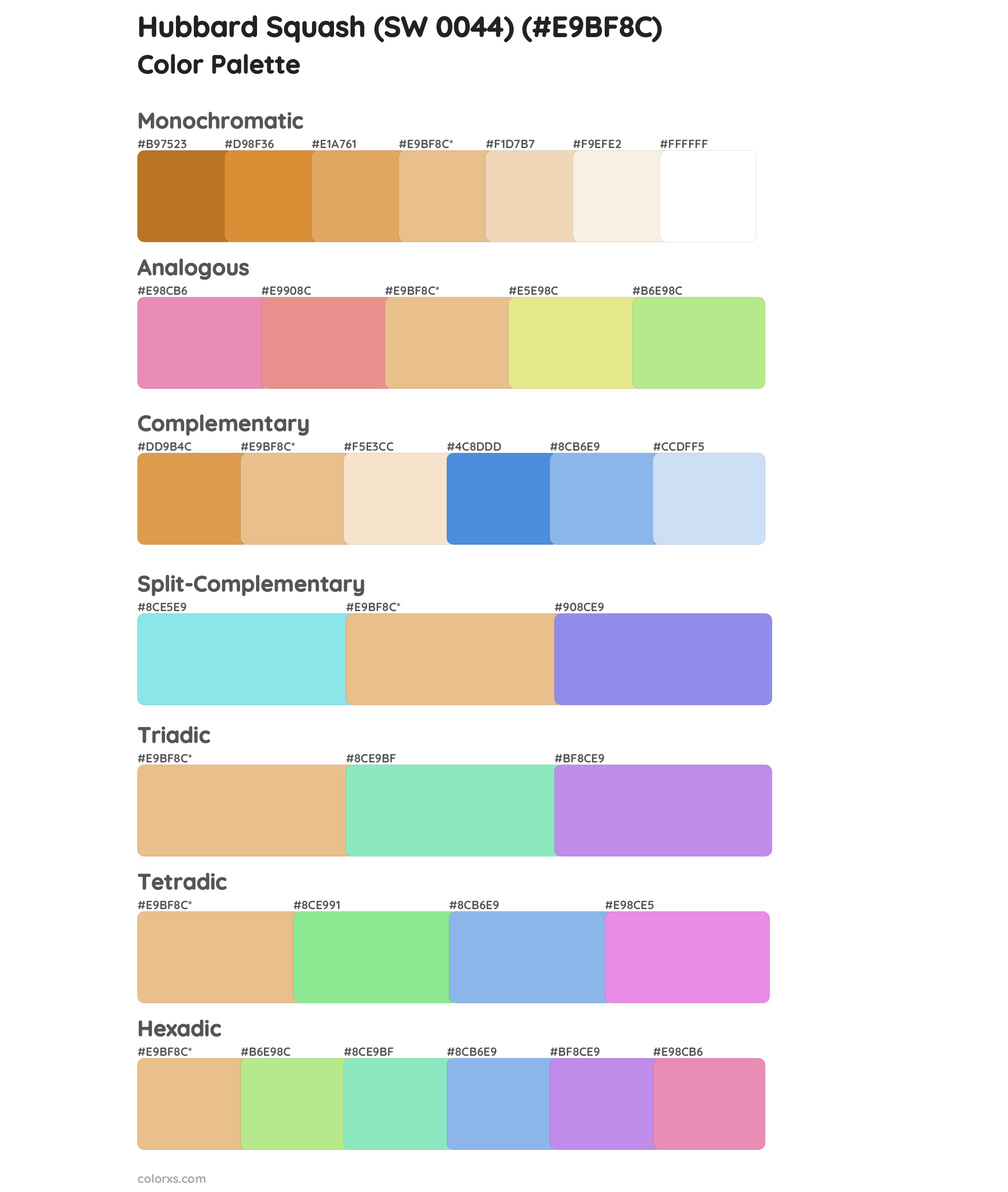 Hubbard Squash (SW 0044) Color Scheme Palettes
