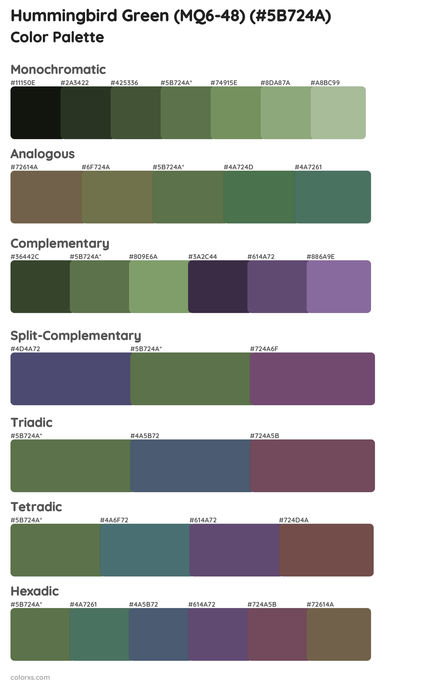 Hummingbird Green (MQ6-48) Color Scheme Palettes