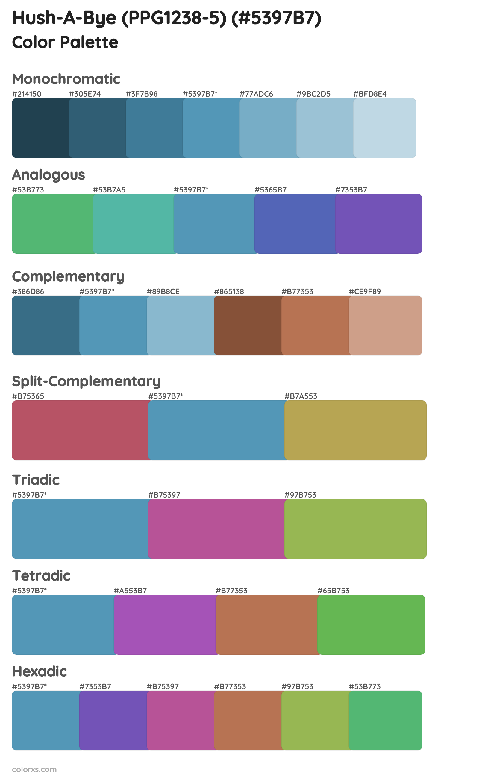 Hush-A-Bye (PPG1238-5) Color Scheme Palettes