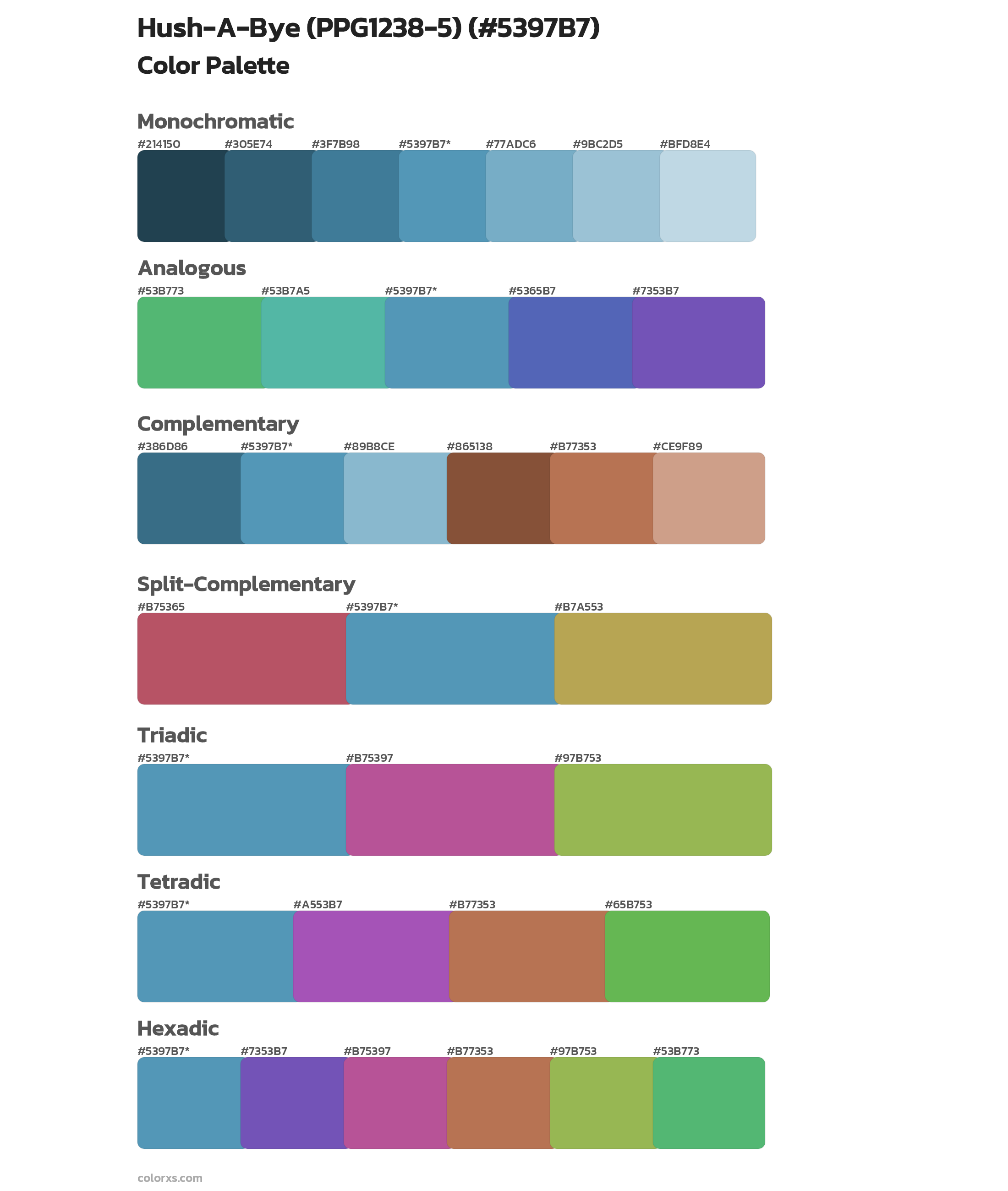Hush-A-Bye (PPG1238-5) Color Scheme Palettes