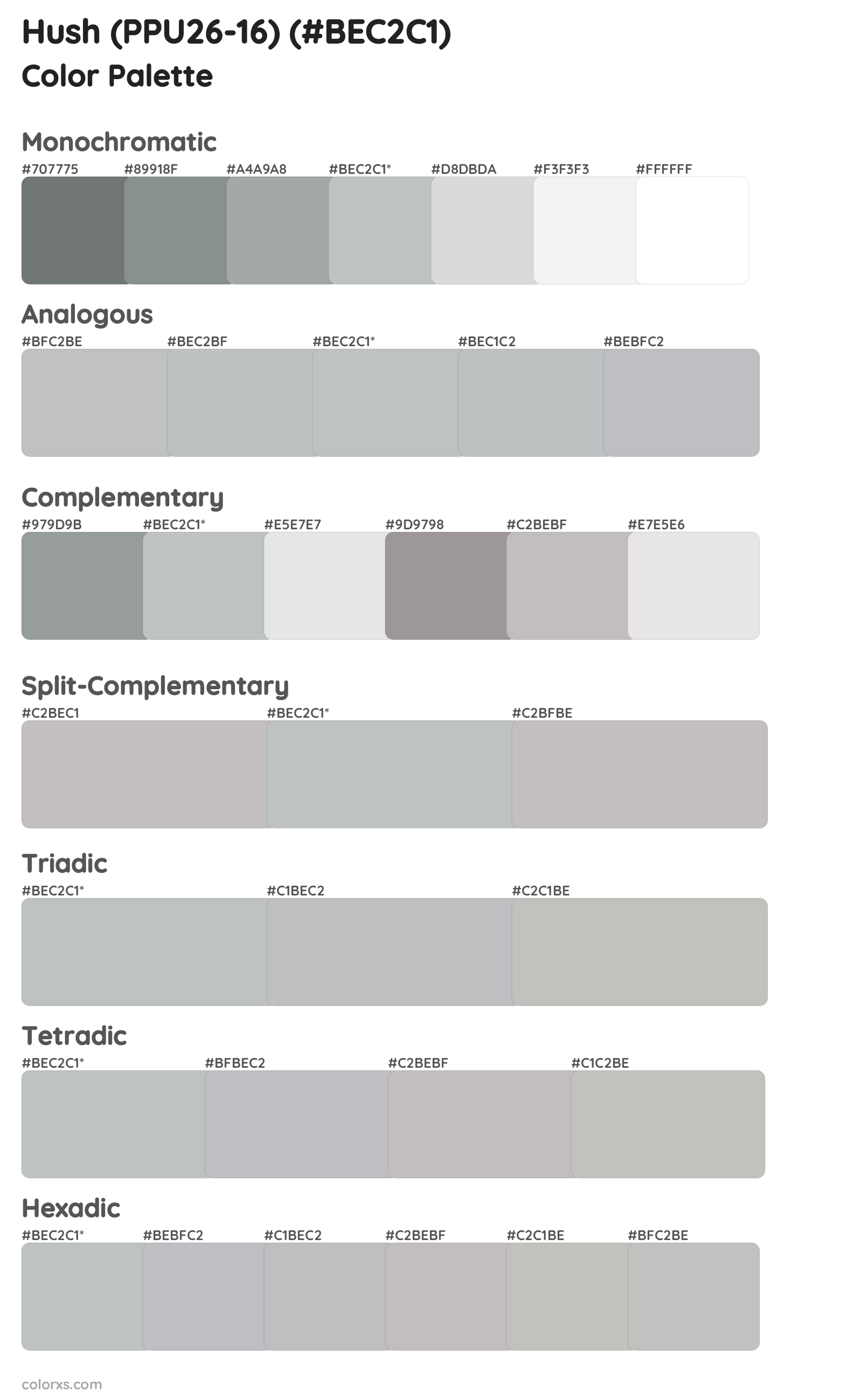 Hush (PPU26-16) Color Scheme Palettes