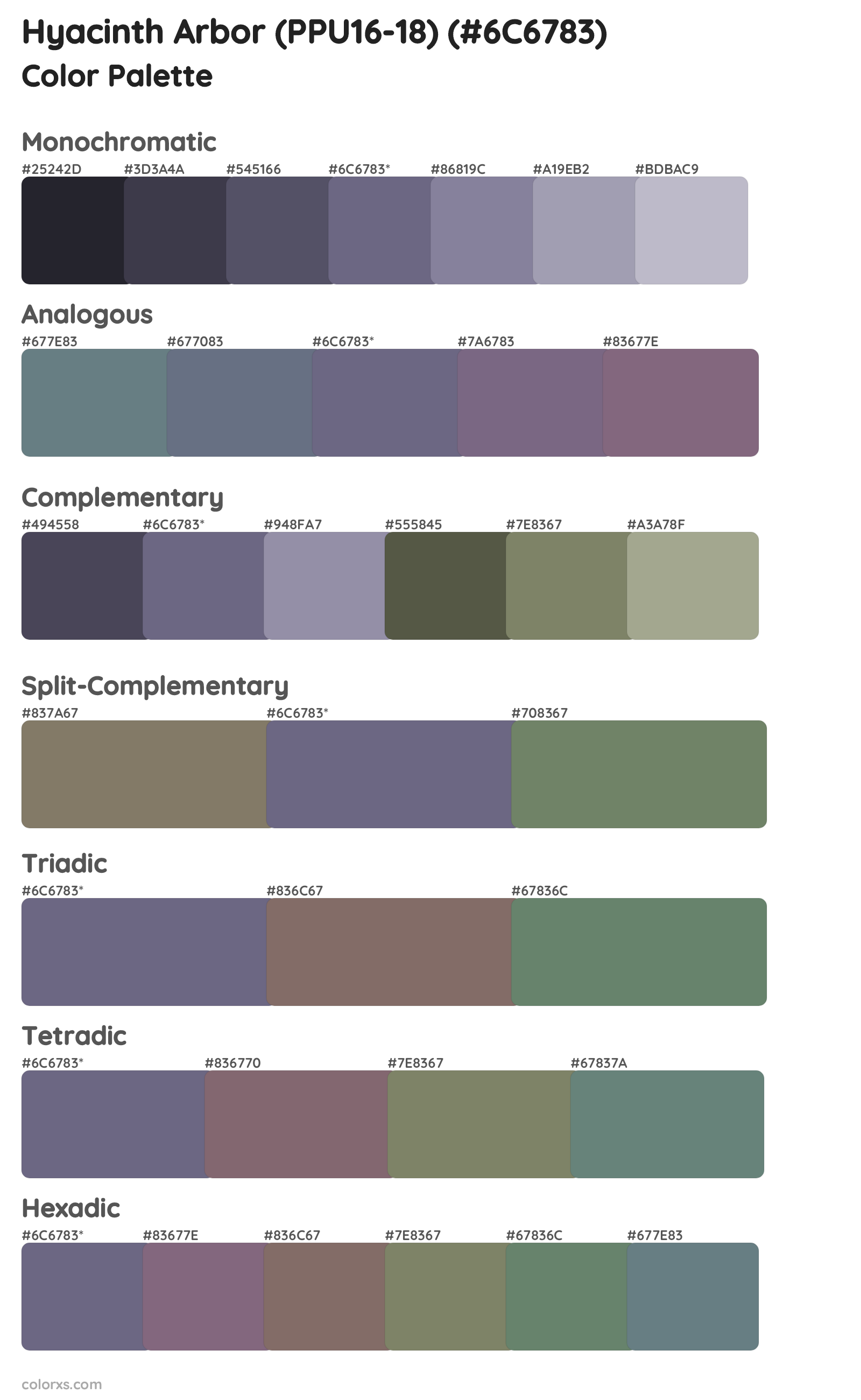 Hyacinth Arbor (PPU16-18) Color Scheme Palettes
