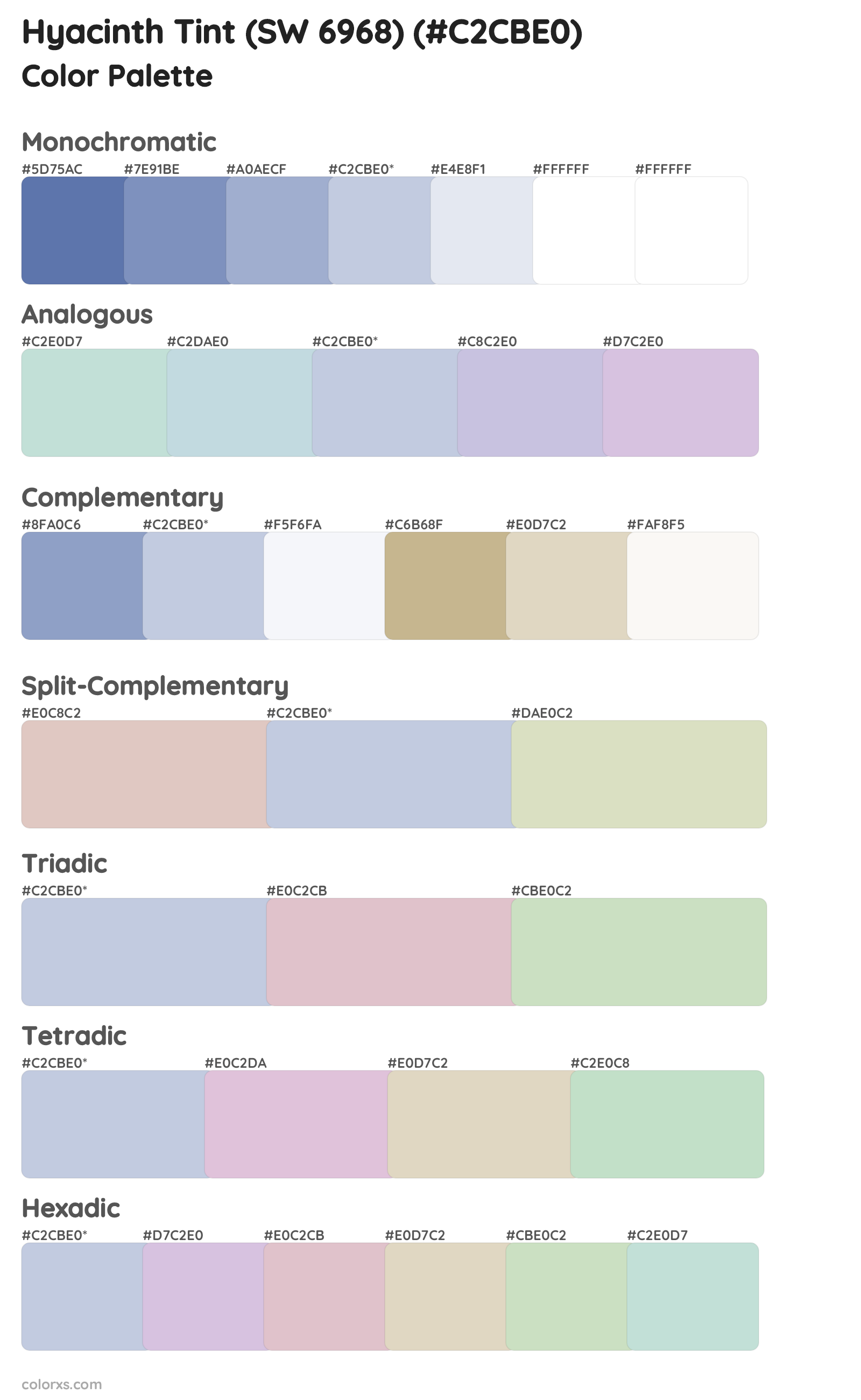Hyacinth Tint (SW 6968) Color Scheme Palettes