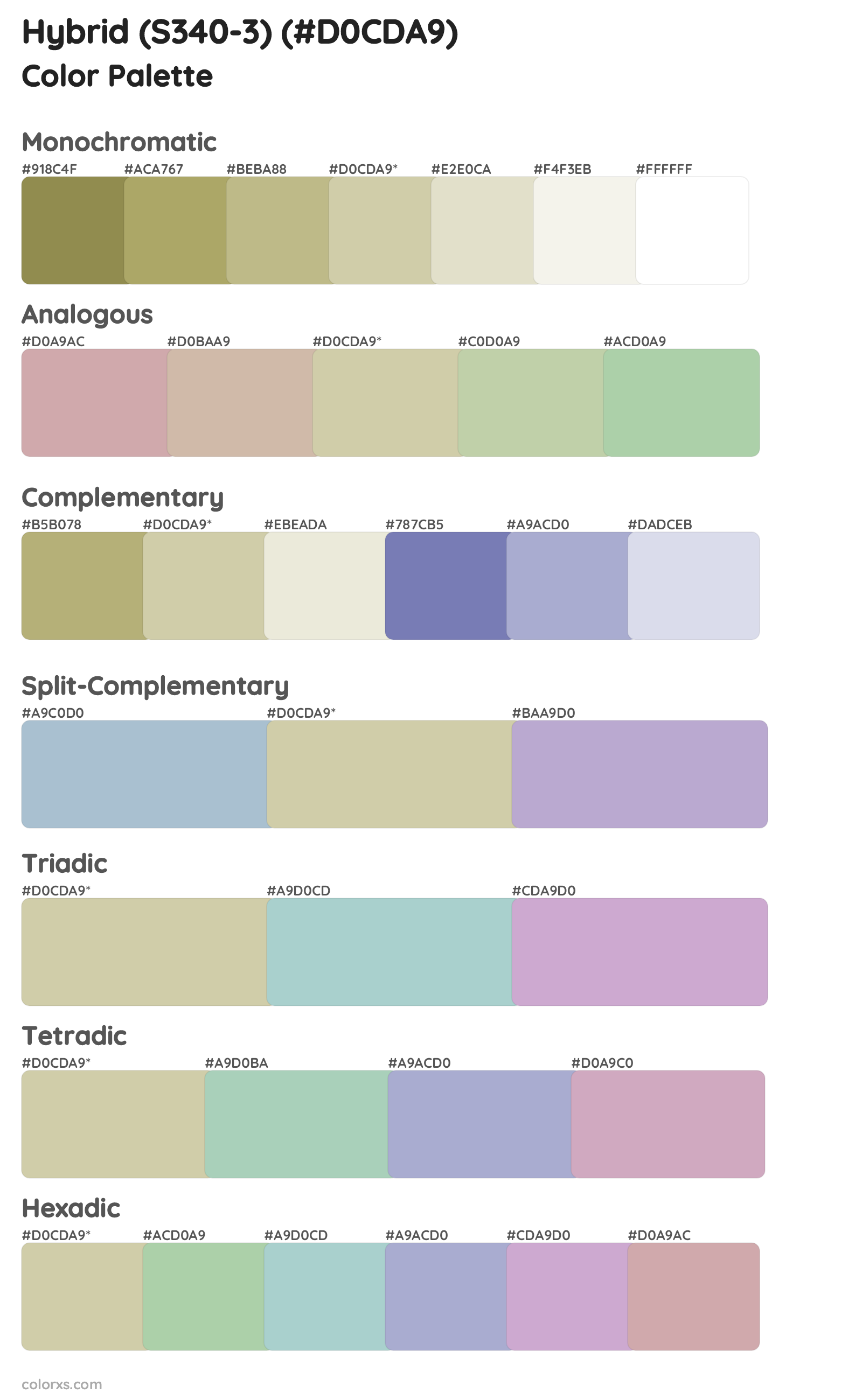 Hybrid (S340-3) Color Scheme Palettes