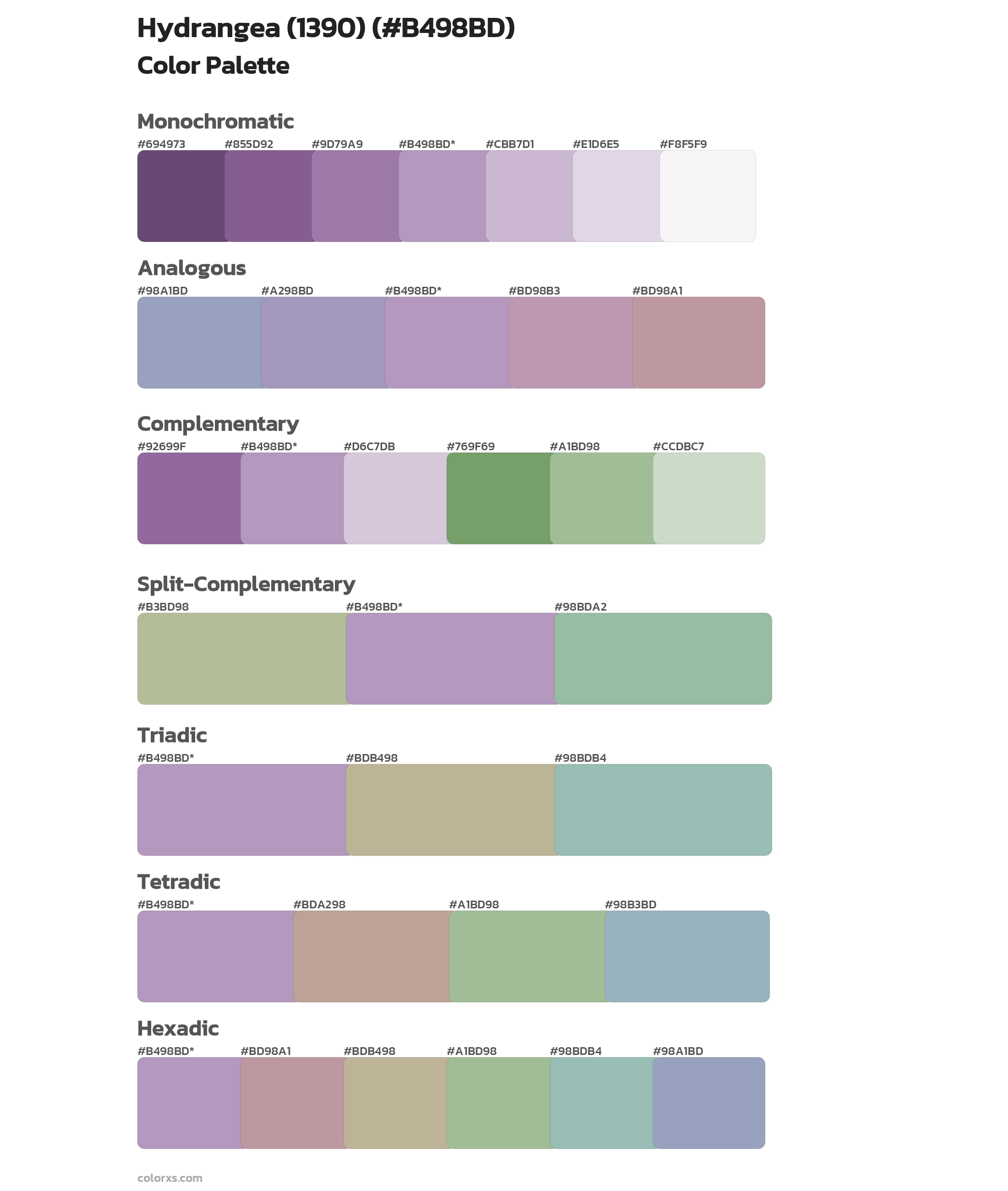Hydrangea (1390) Color Scheme Palettes