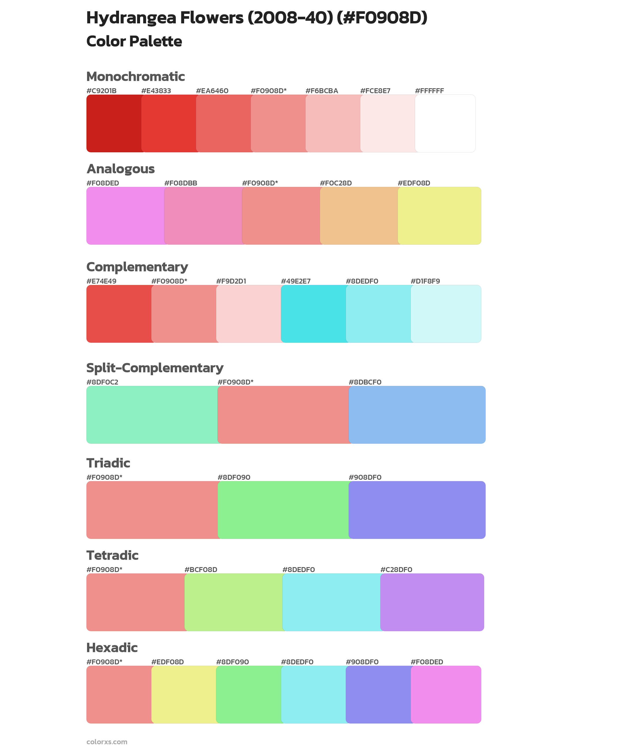 Hydrangea Flowers (2008-40) Color Scheme Palettes