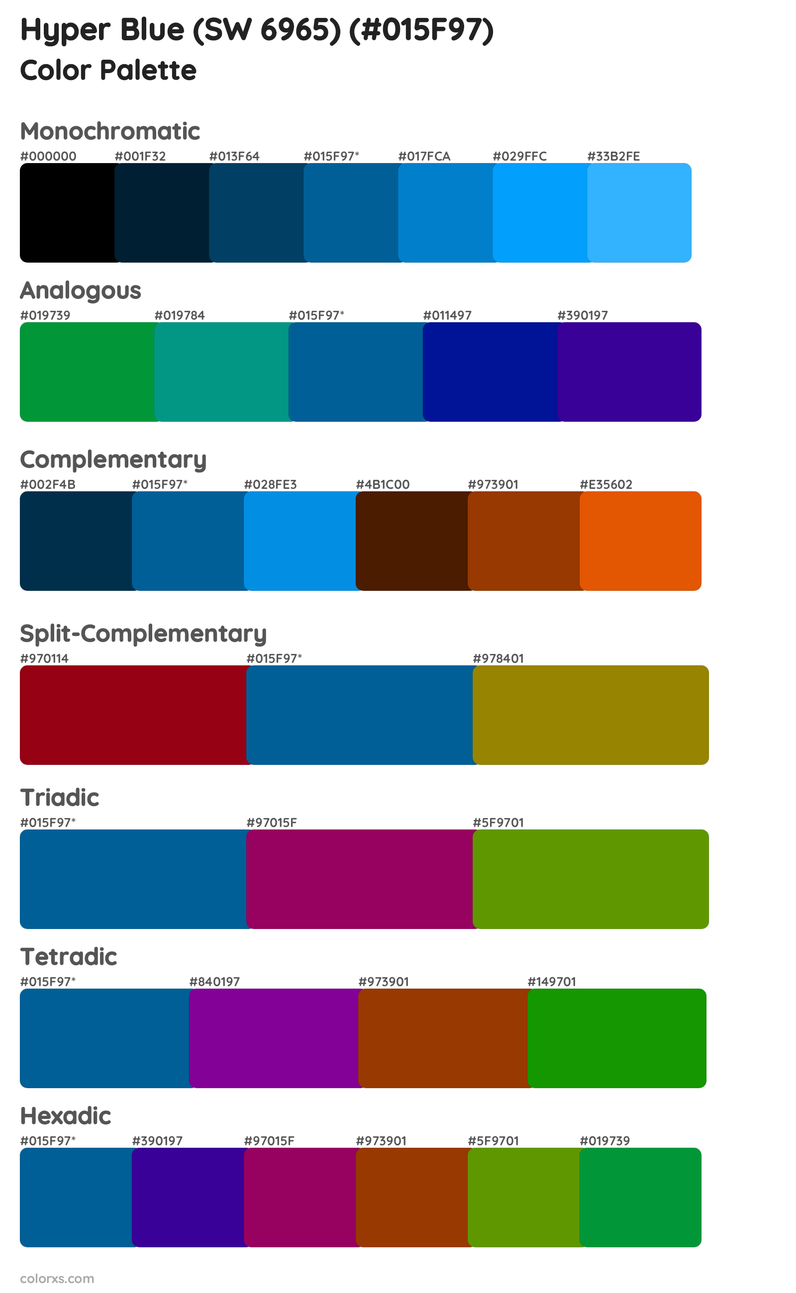 Hyper Blue (SW 6965) Color Scheme Palettes