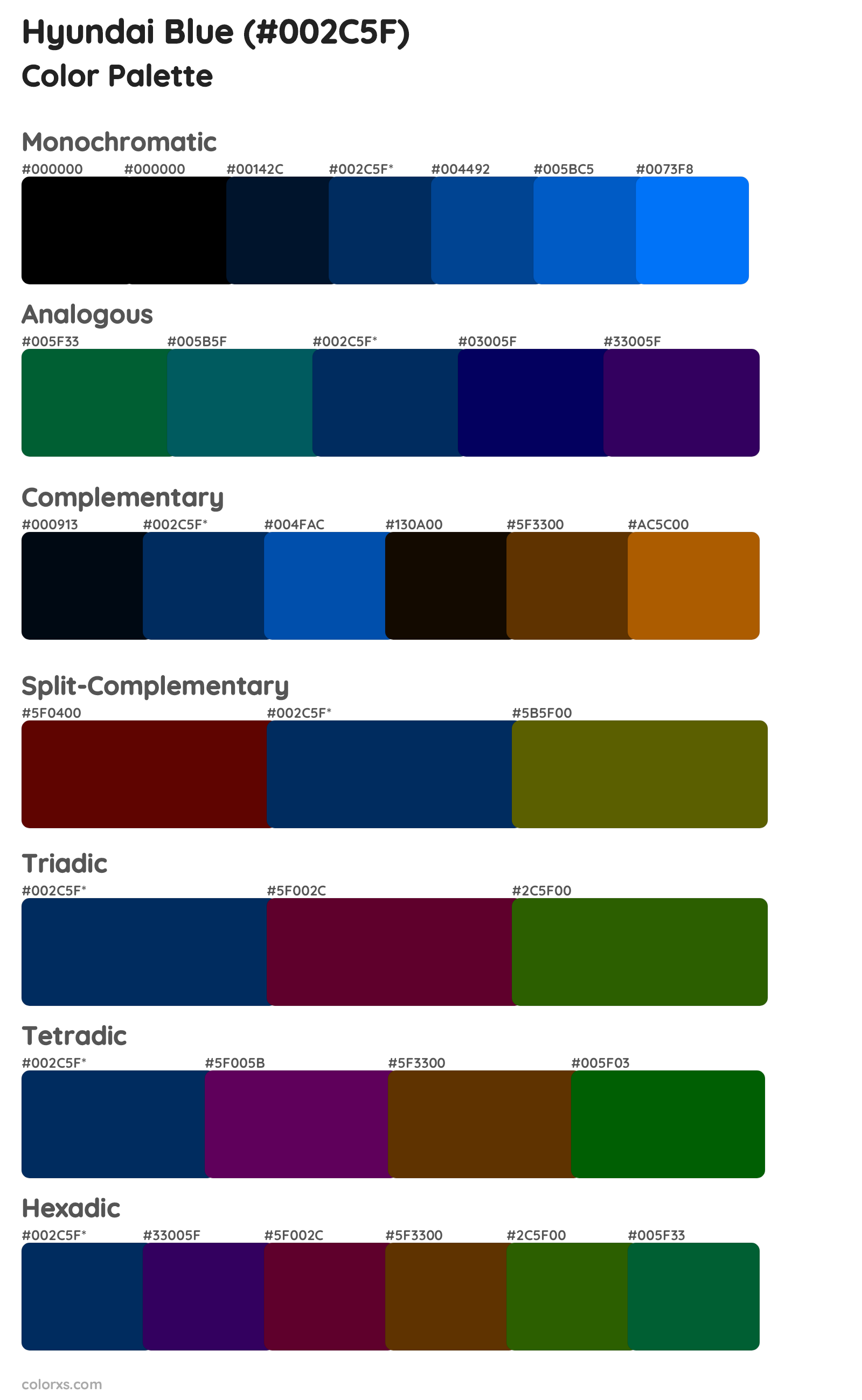 Hyundai Blue Color Scheme Palettes