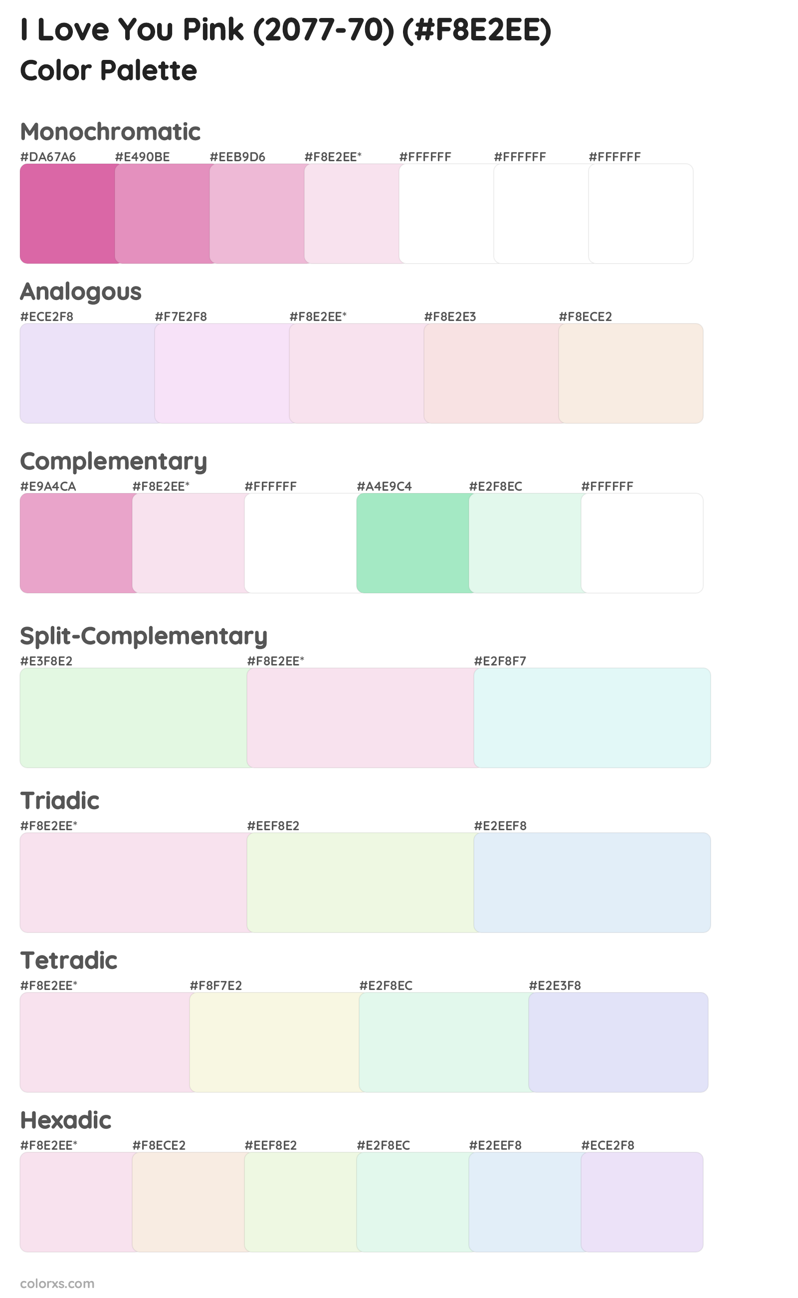 I Love You Pink (2077-70) Color Scheme Palettes