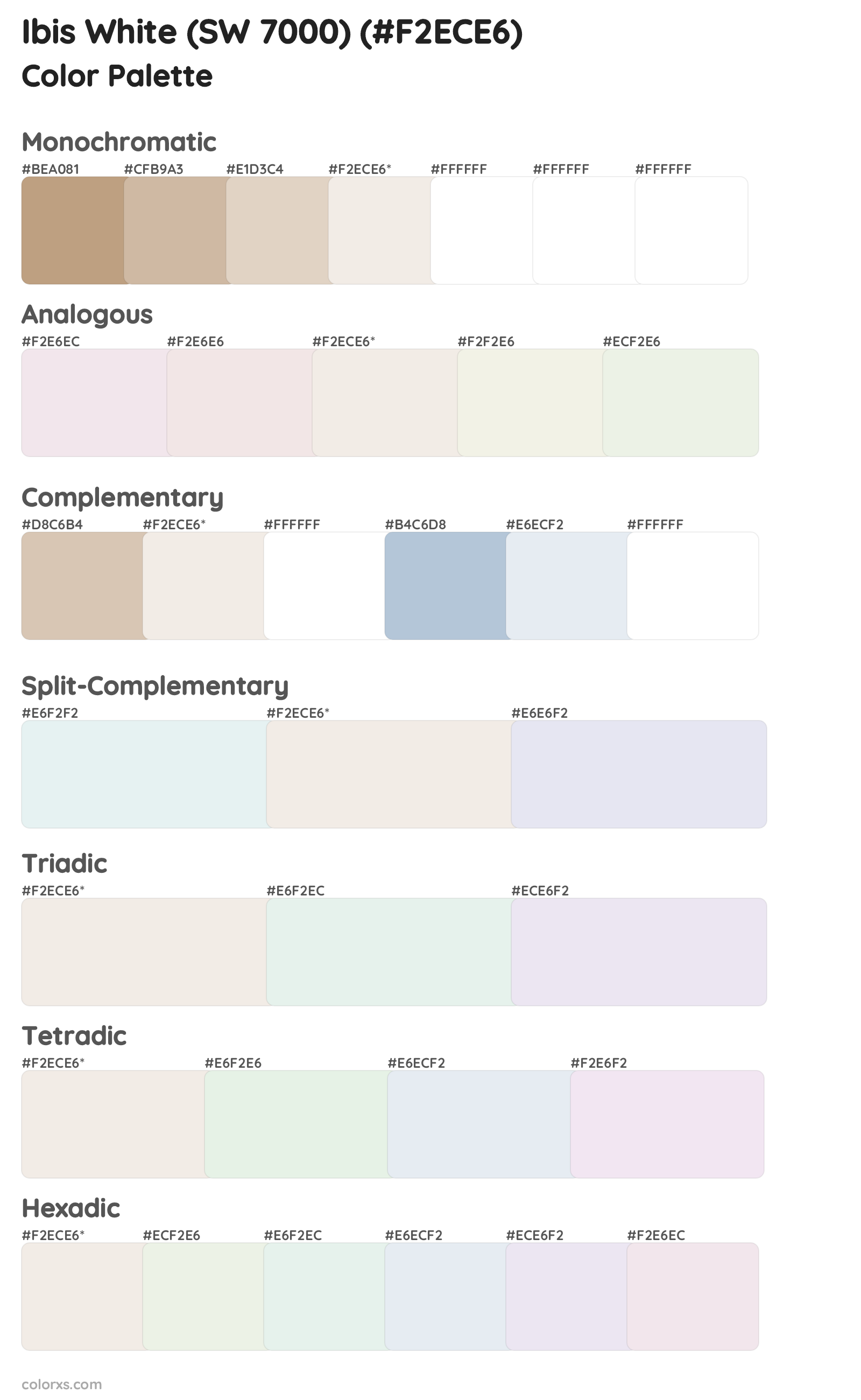 Ibis White (SW 7000) Color Scheme Palettes