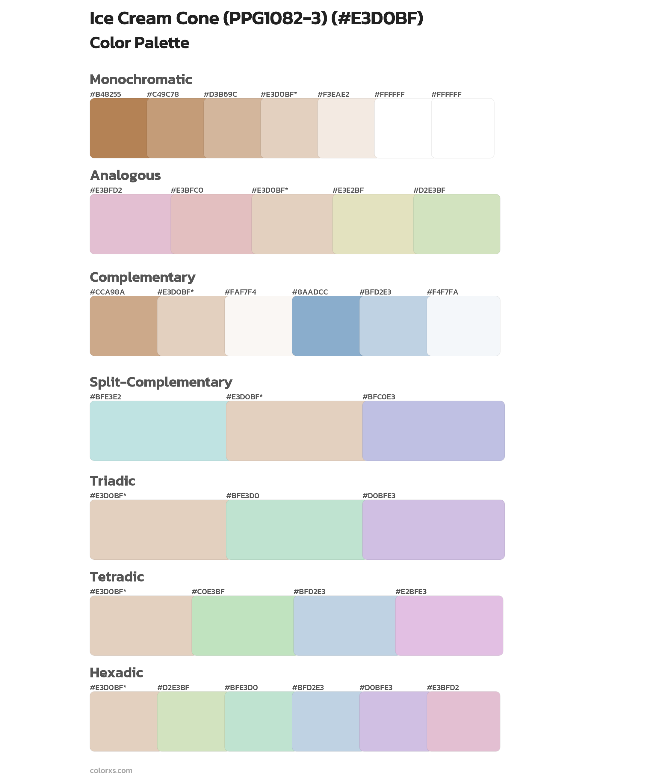 Ice Cream Cone (PPG1082-3) Color Scheme Palettes