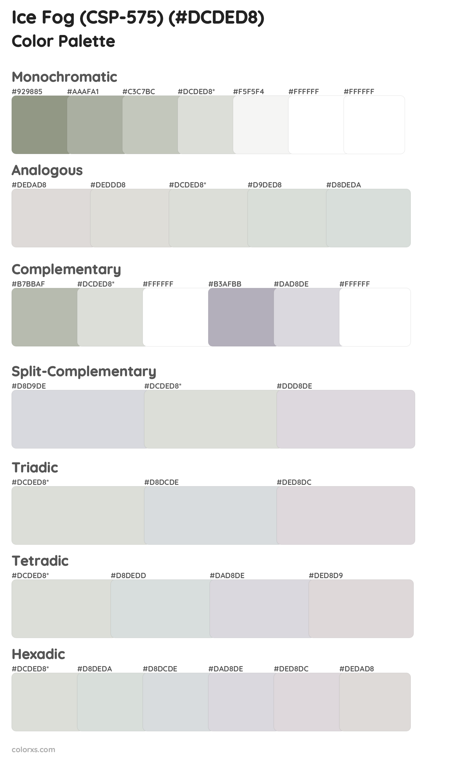 Ice Fog (CSP-575) Color Scheme Palettes