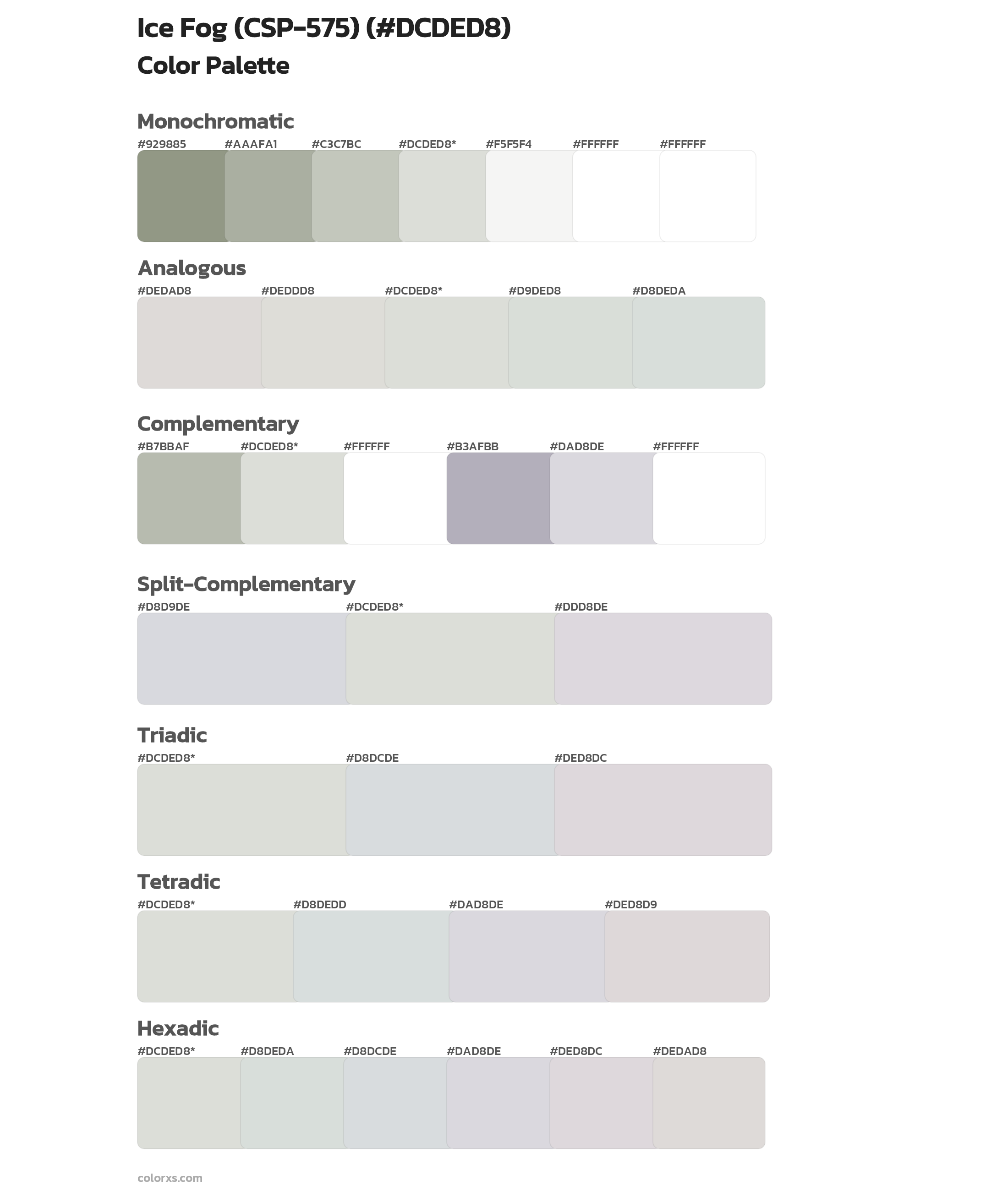 Ice Fog (CSP-575) Color Scheme Palettes