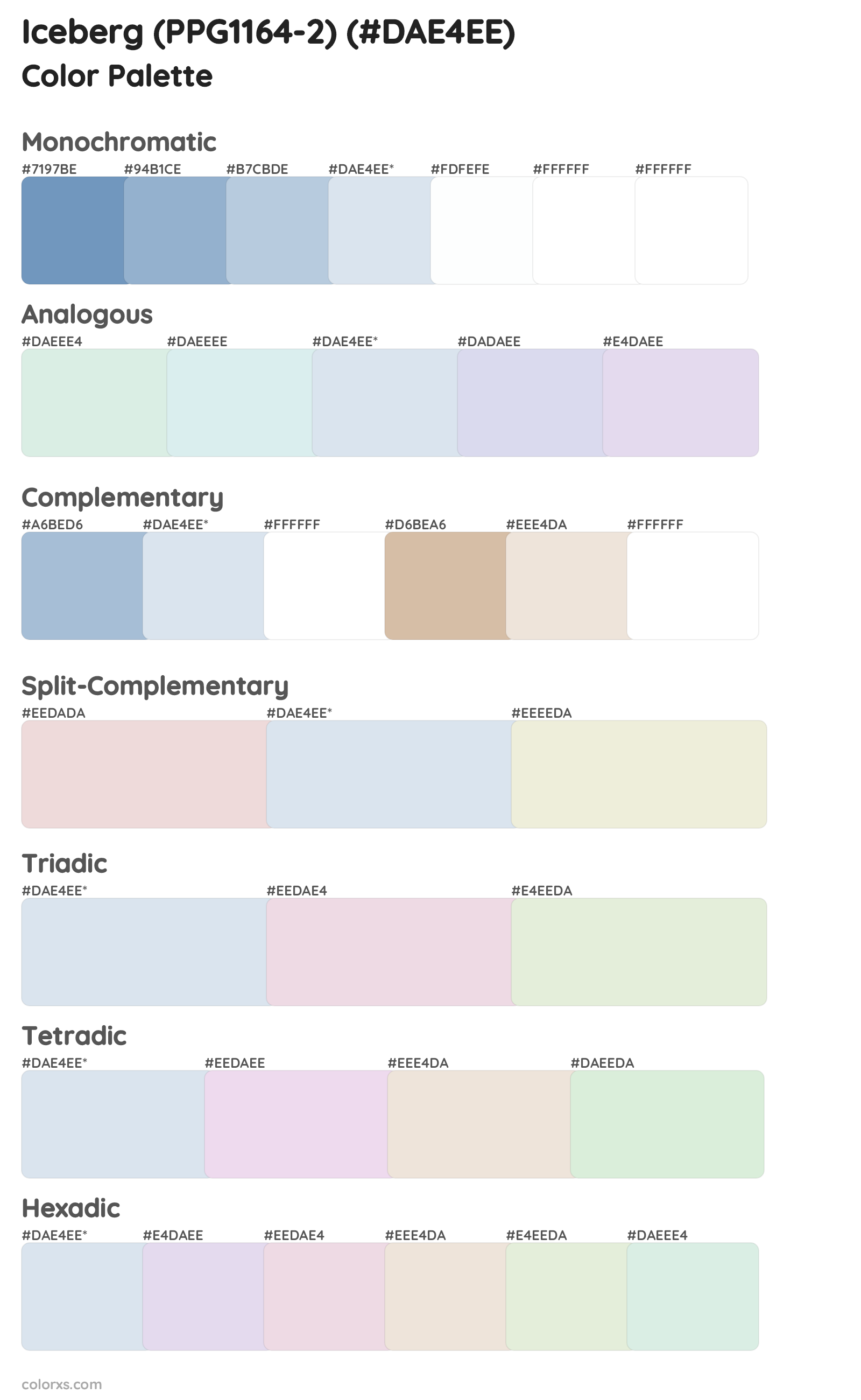 Iceberg (PPG1164-2) Color Scheme Palettes
