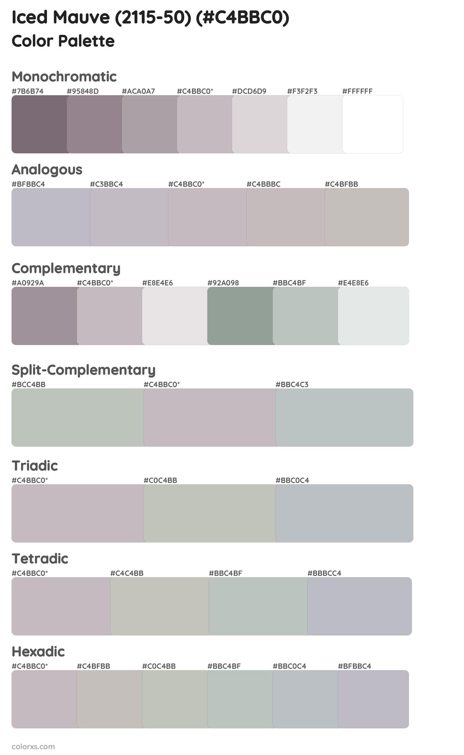 Iced Mauve (2115-50) Color Scheme Palettes