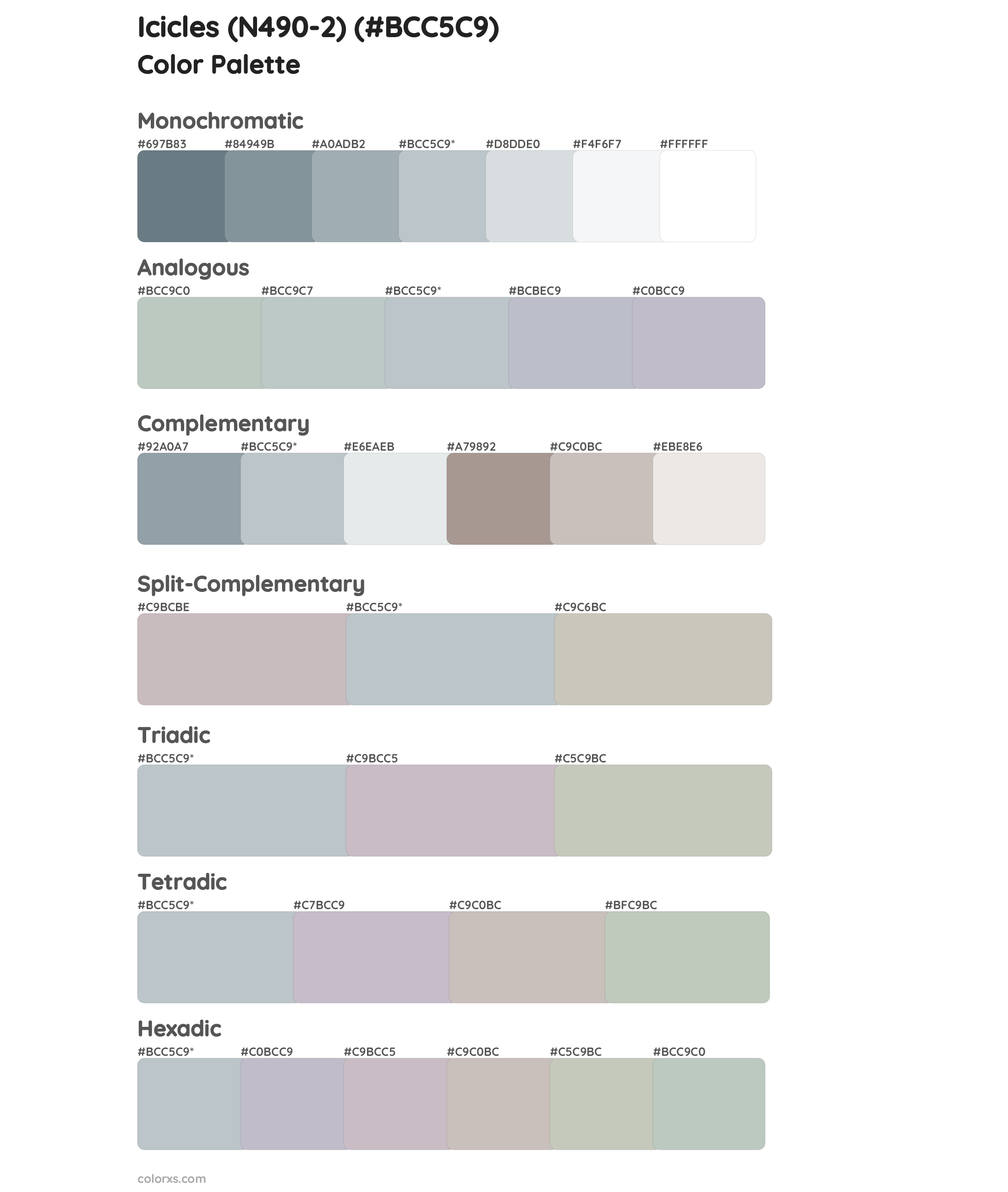 Icicles (N490-2) Color Scheme Palettes