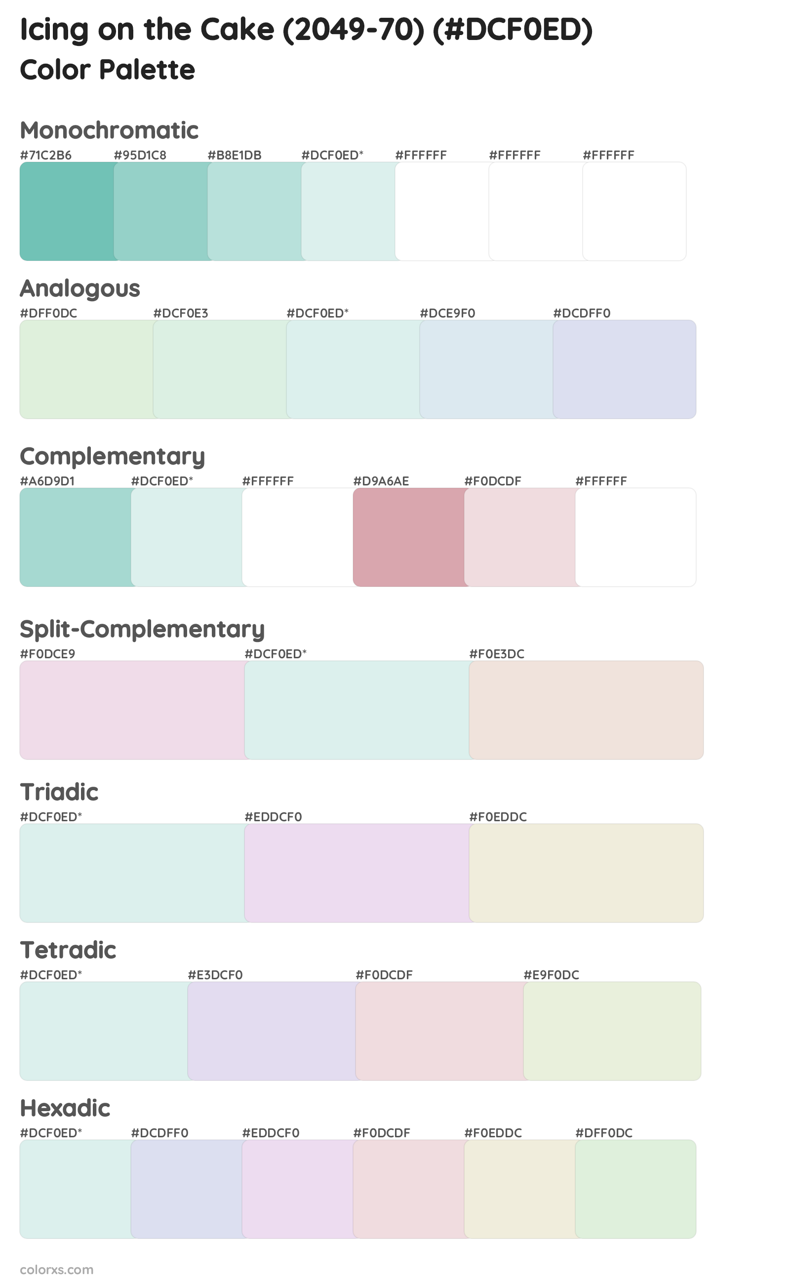 Icing on the Cake (2049-70) Color Scheme Palettes