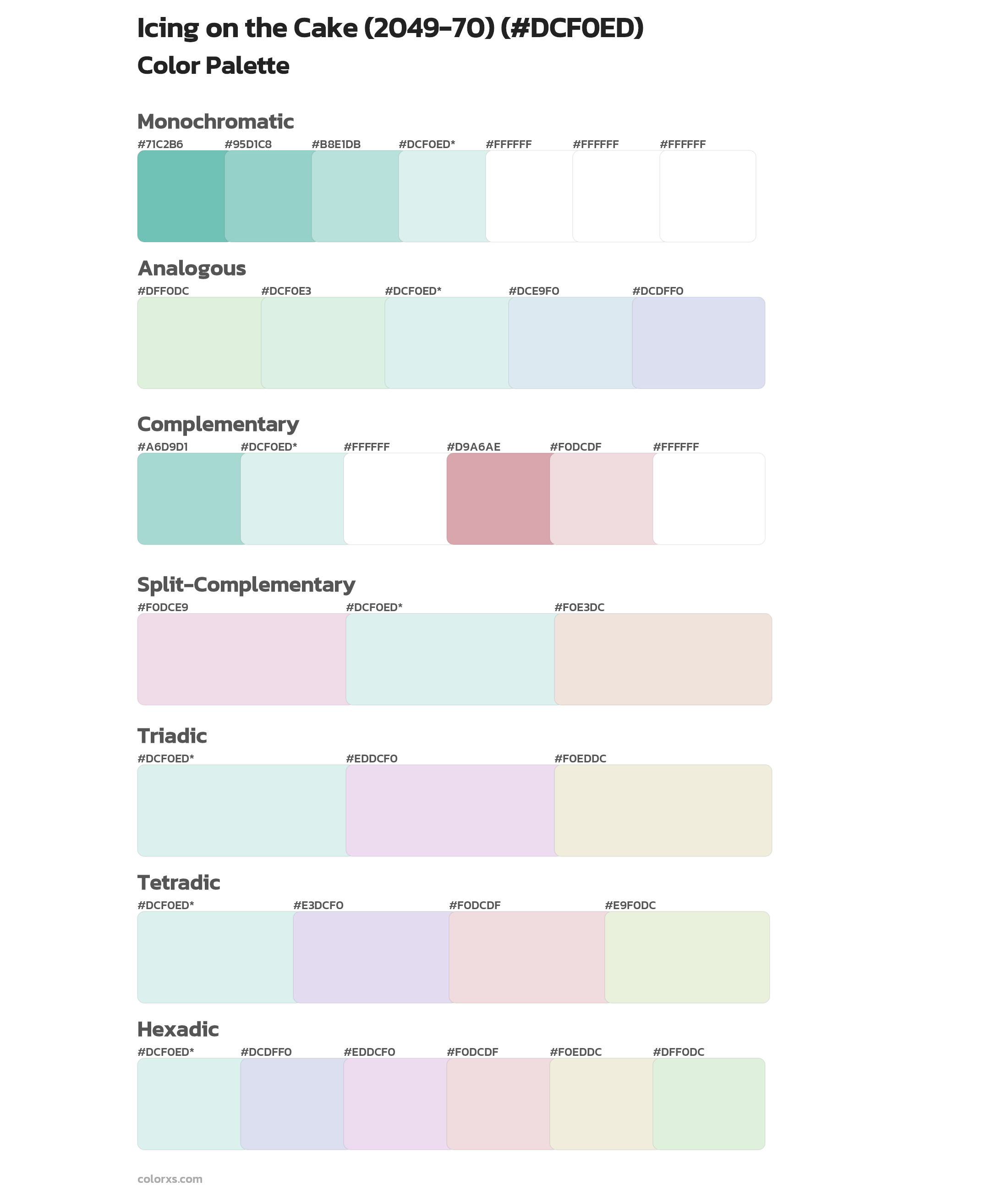 Icing on the Cake (2049-70) Color Scheme Palettes