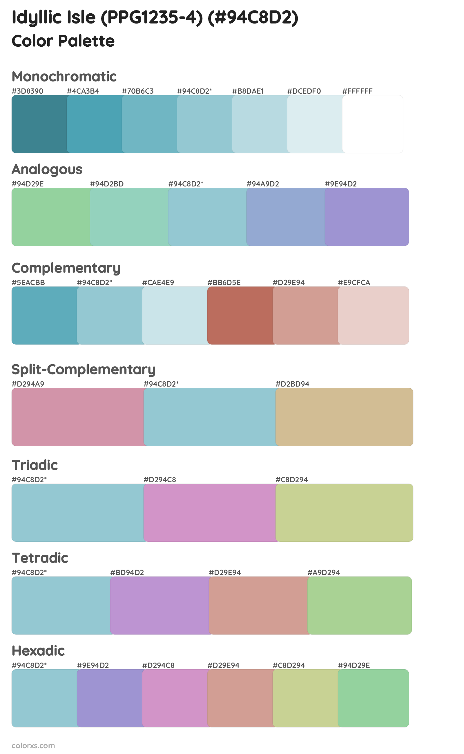 Idyllic Isle (PPG1235-4) Color Scheme Palettes