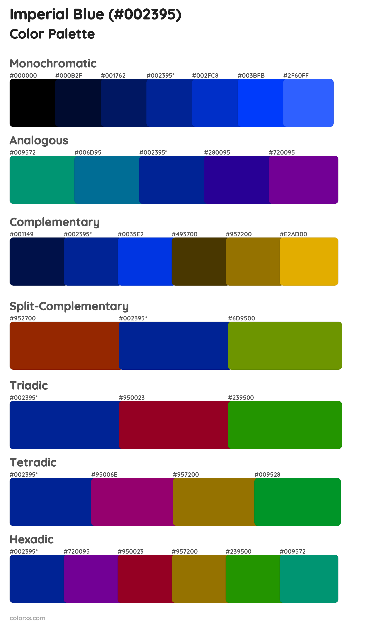Imperial Blue Color Scheme Palettes