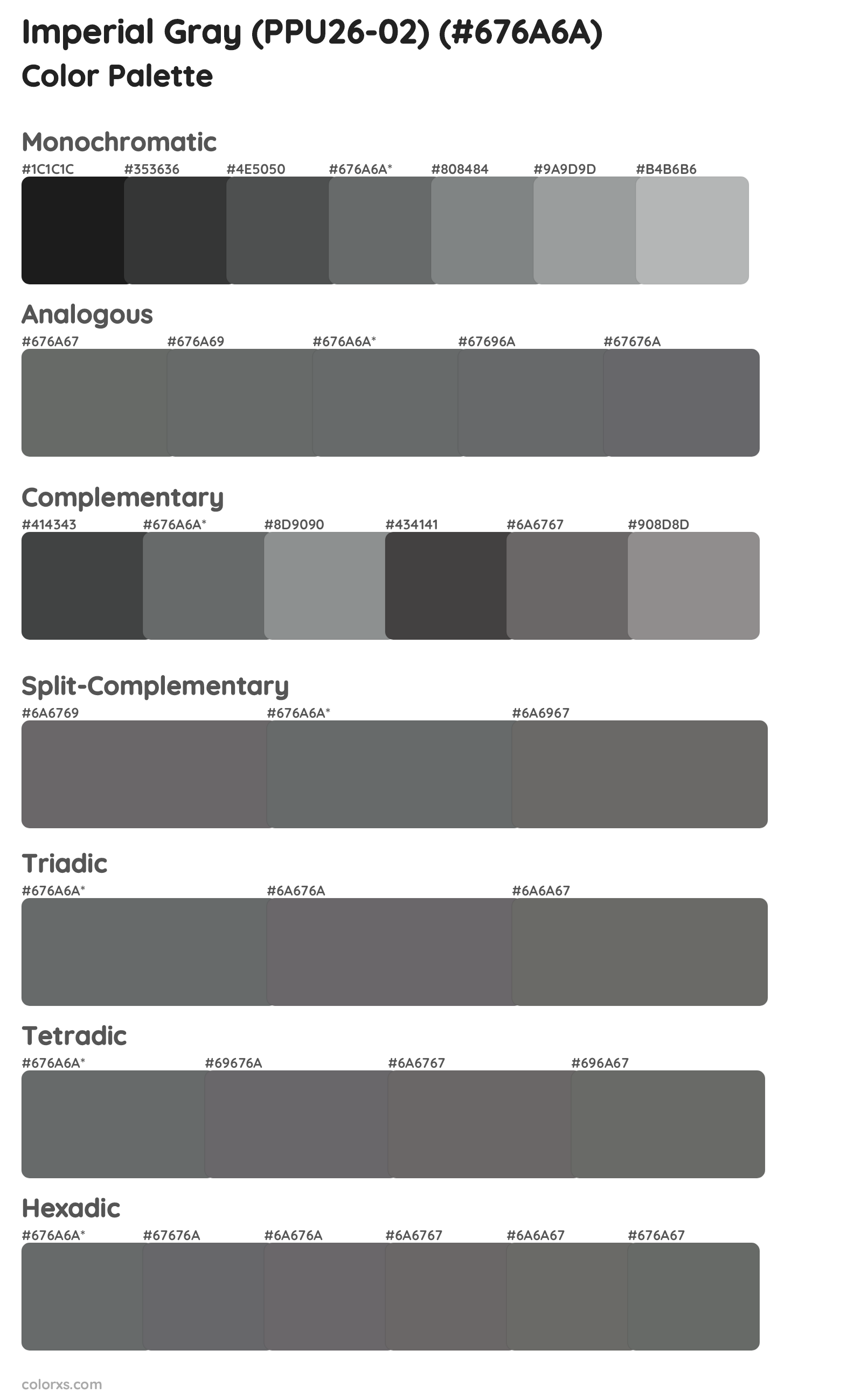 Imperial Gray (PPU26-02) Color Scheme Palettes