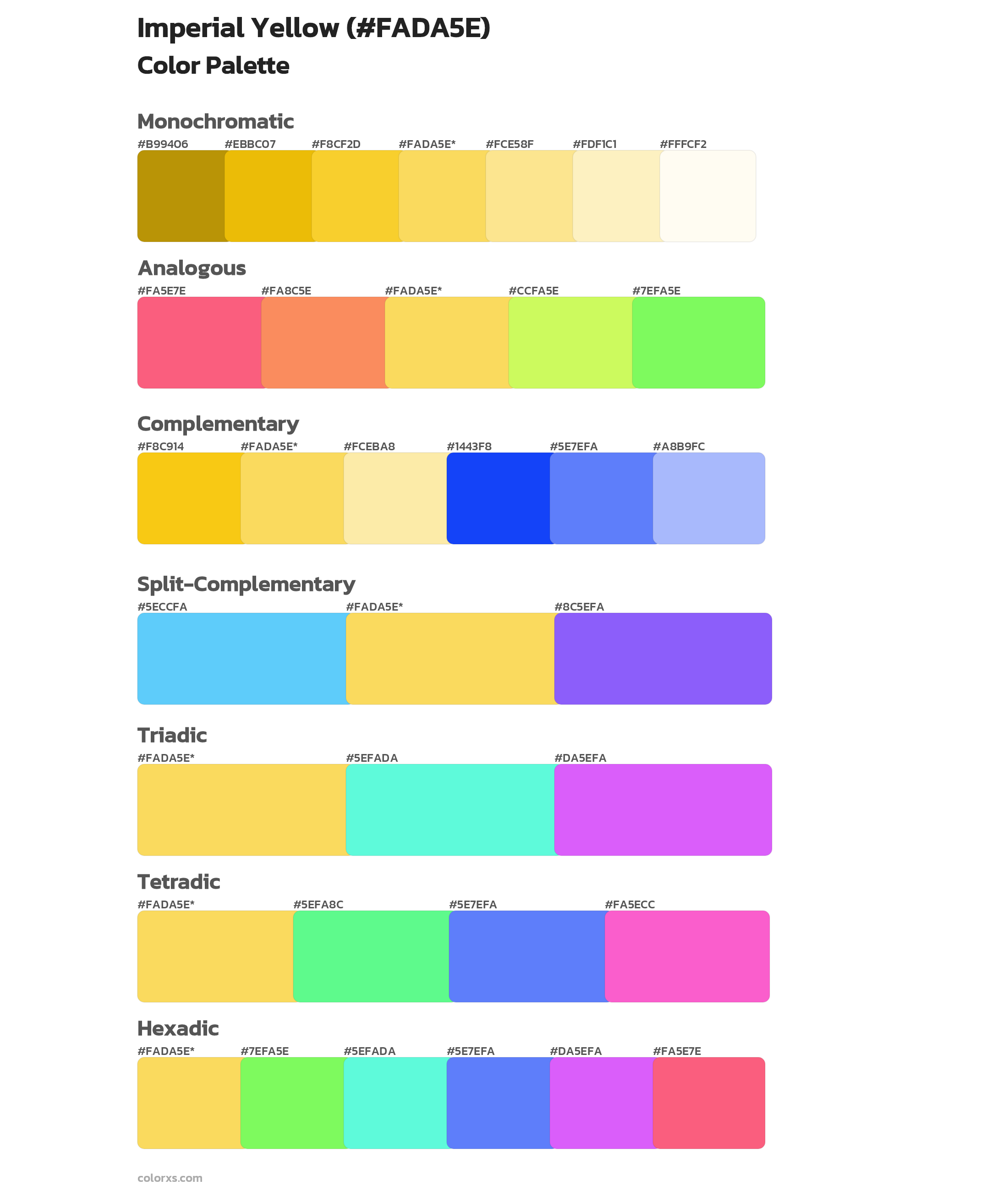 Imperial Yellow Color Scheme Palettes