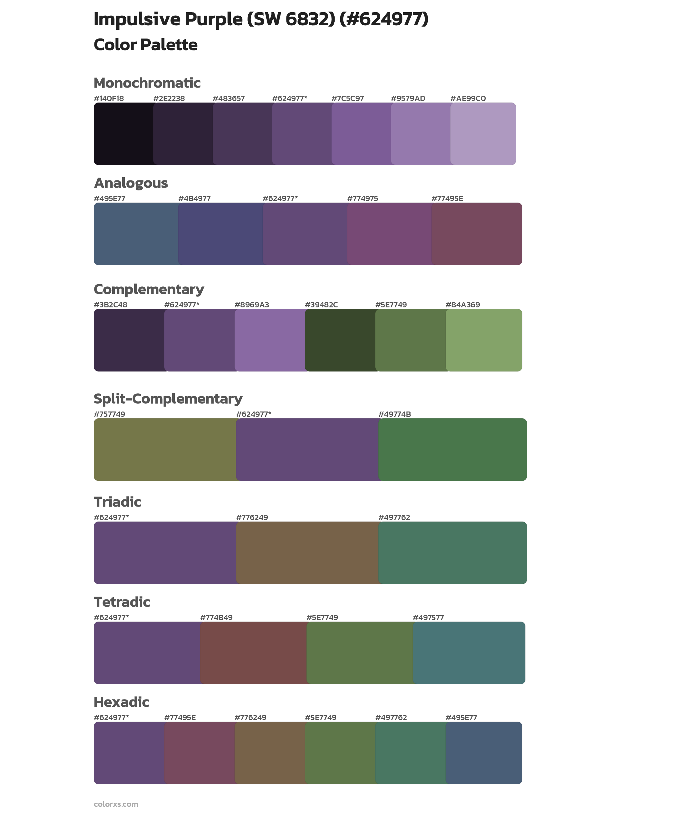Impulsive Purple (SW 6832) Color Scheme Palettes